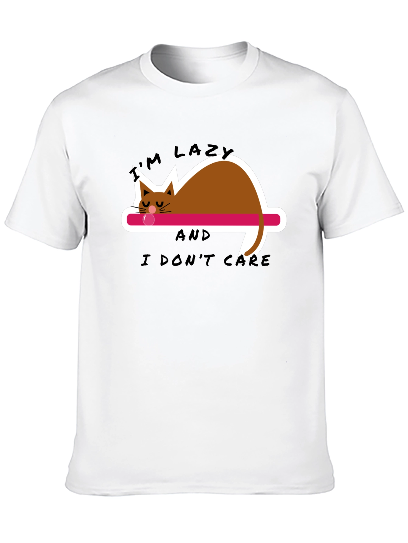 Lazy Cat Graphic Tee - Black Cotton Comfort