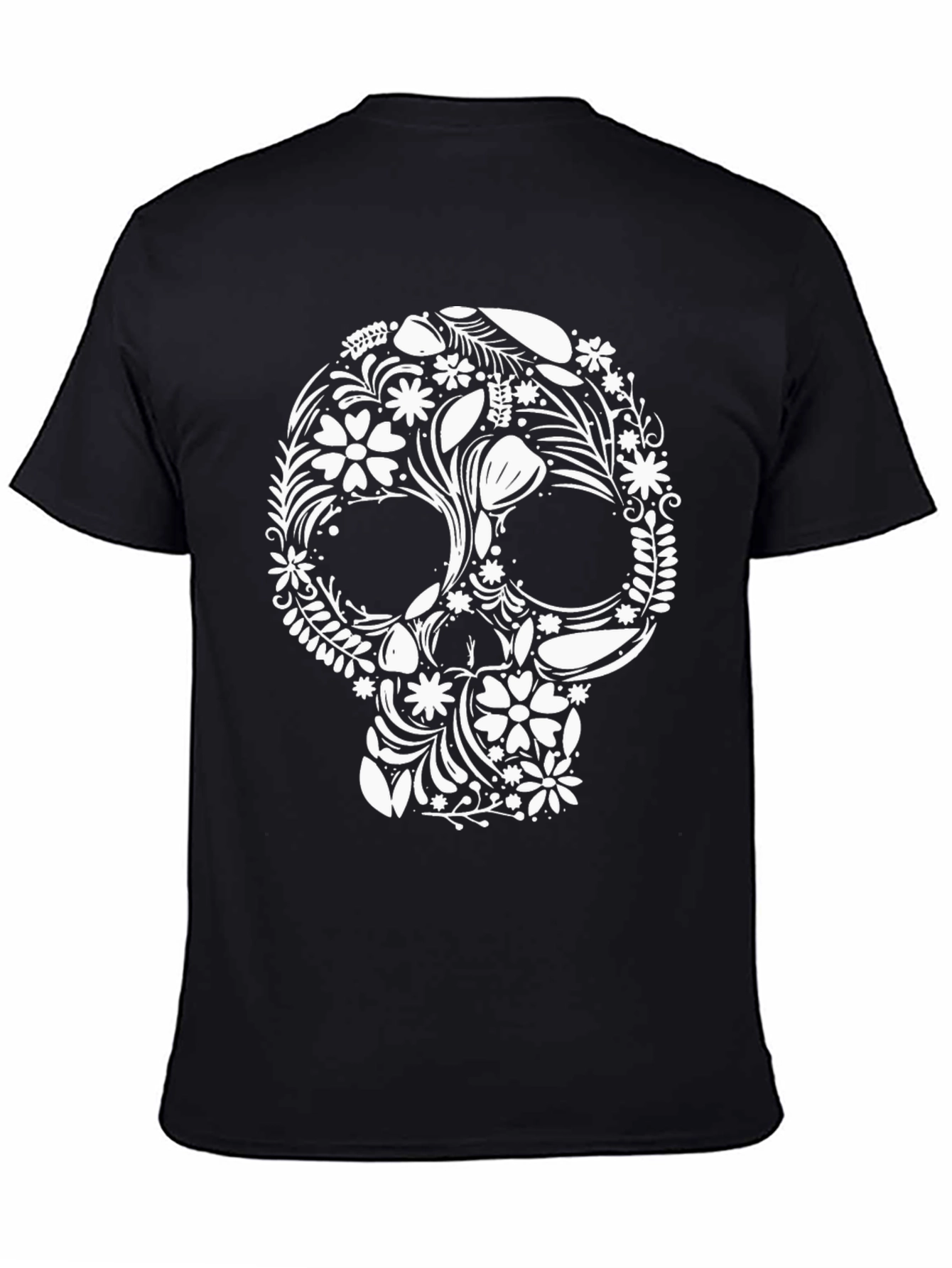 Floral Skull Graphic Black T-Shirt