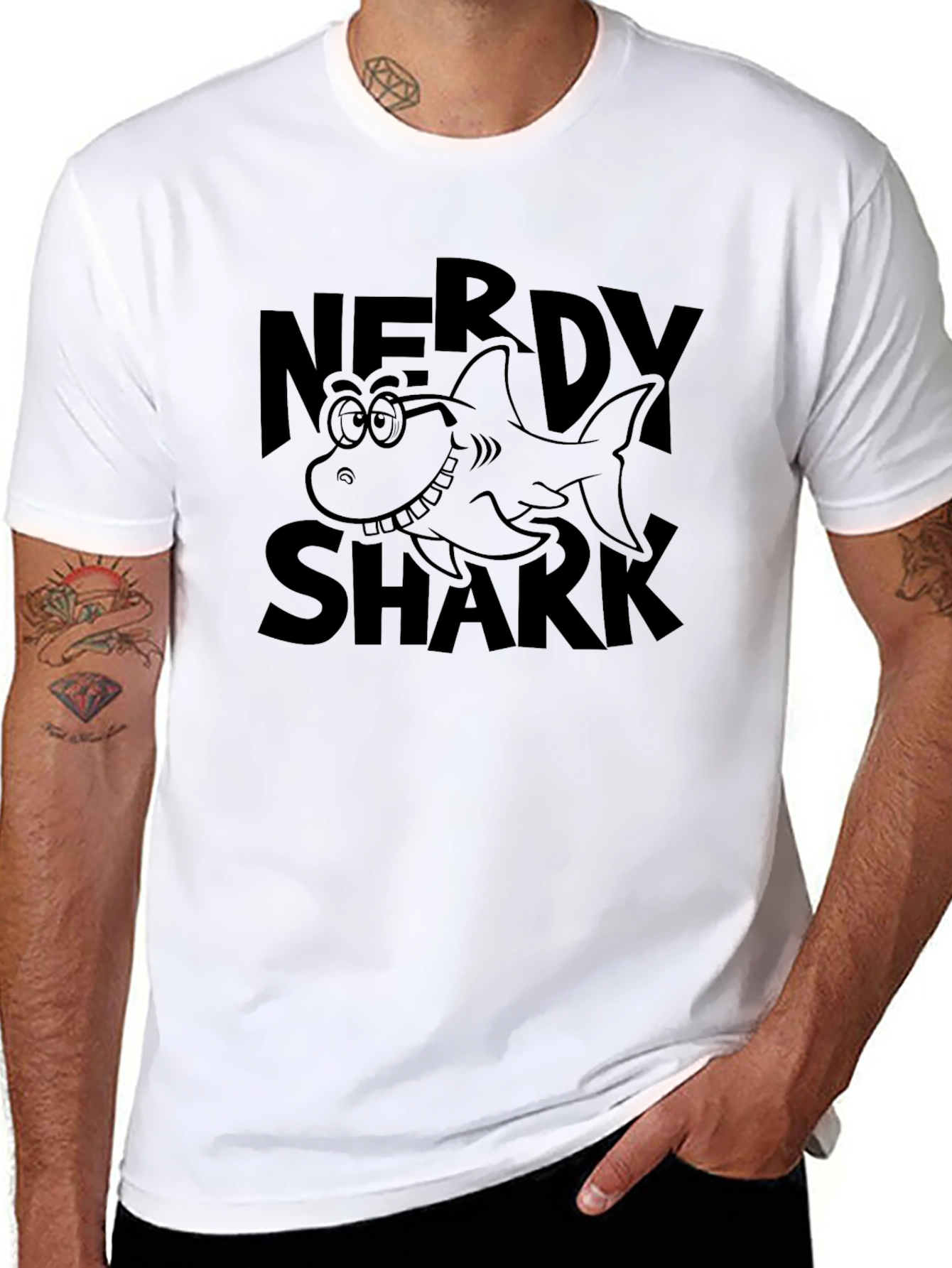 Nerdy Shark Graphic T-Shirt