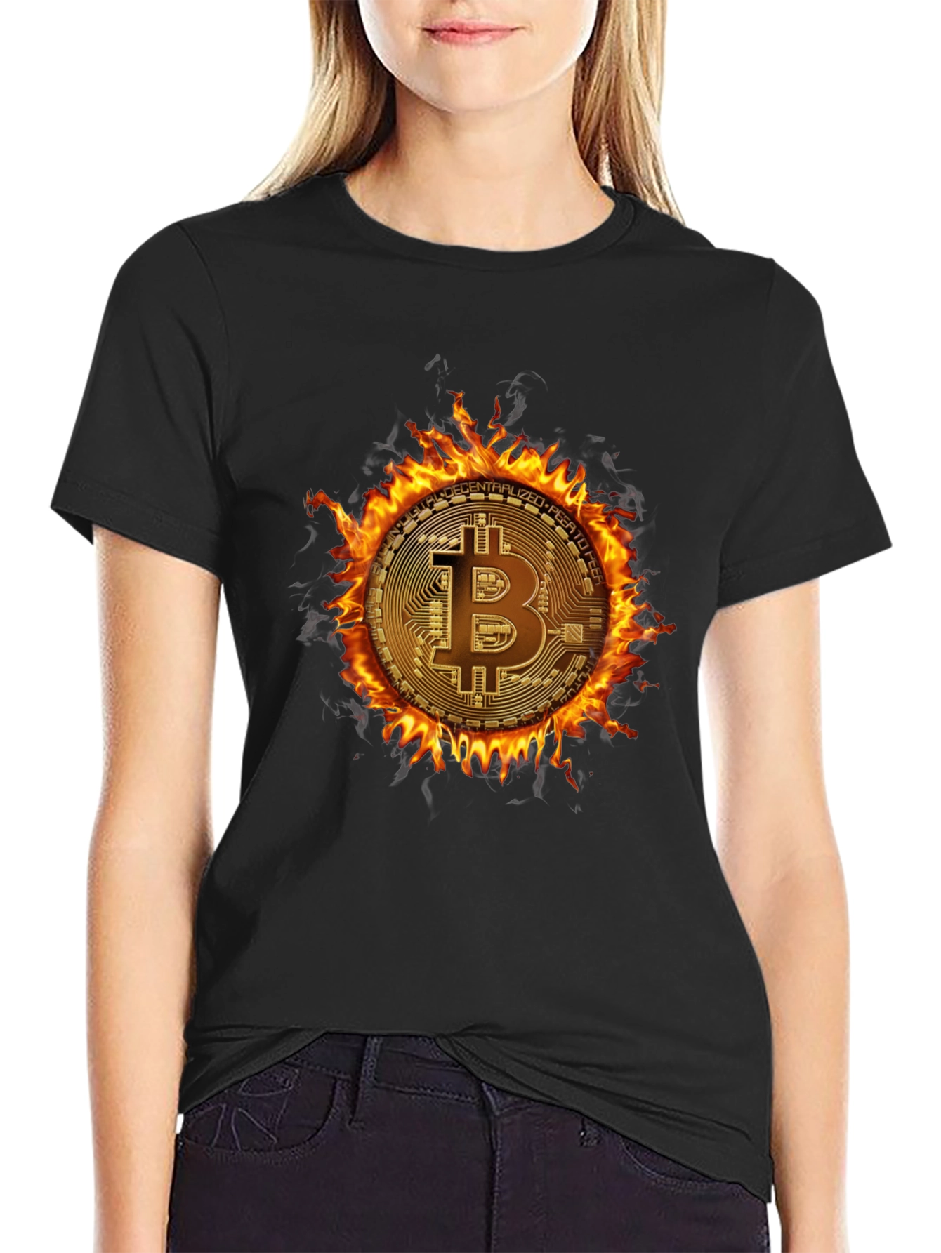 Bitcoin Flame Graphic T-Shirt - Crypto Currency Tee