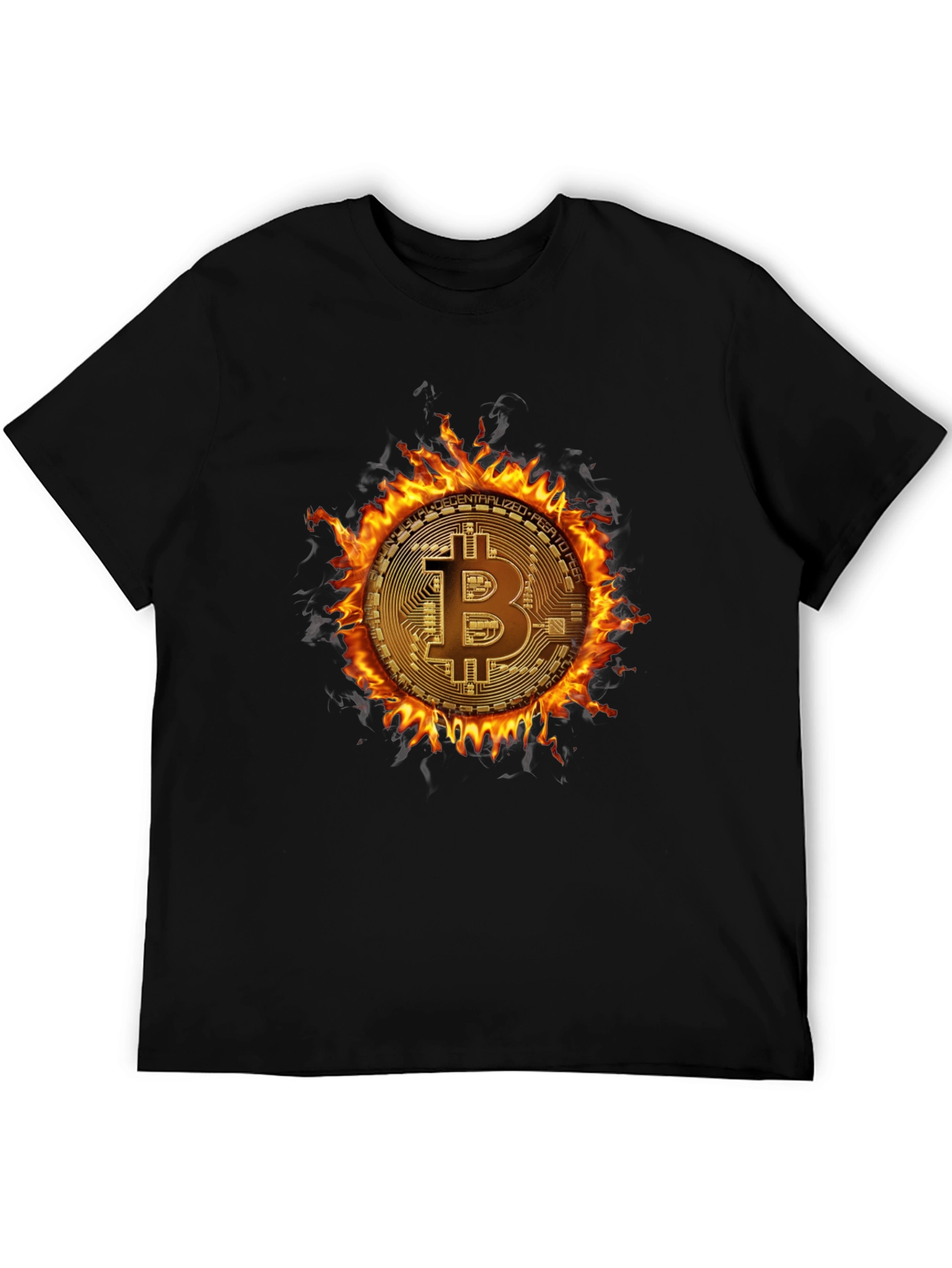 Bitcoin Flame Graphic T-Shirt - Crypto Currency Tee
