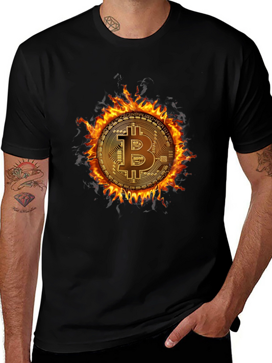 Bitcoin Flame Graphic T-Shirt - Crypto Currency Tee