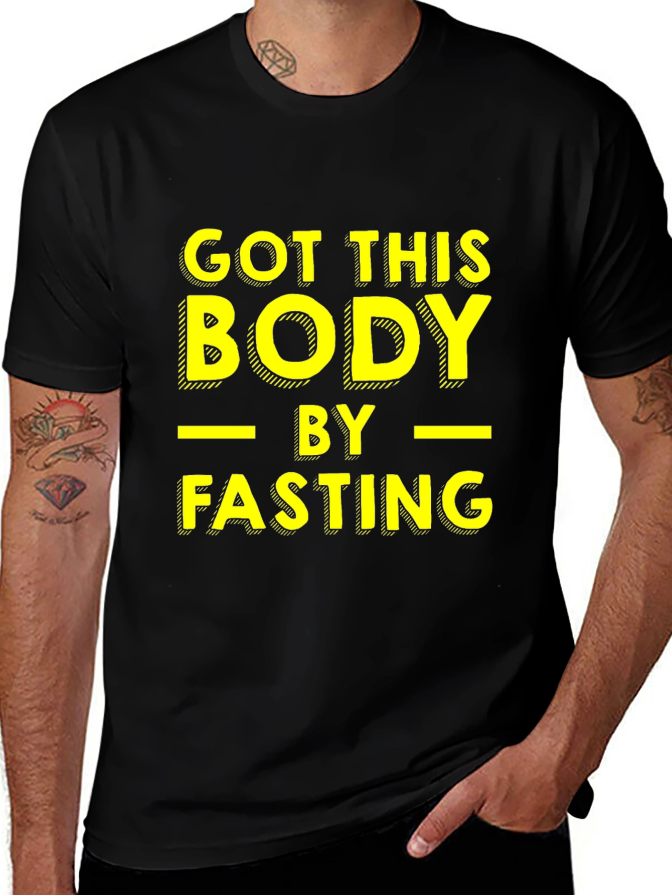 Got This Body By Fasting Mens Black T-Shirt