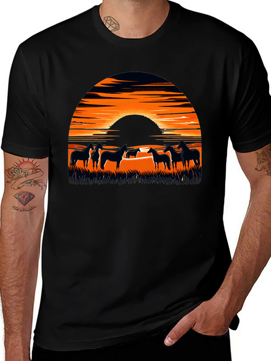 Sunset Horse Graphic Tee - Black