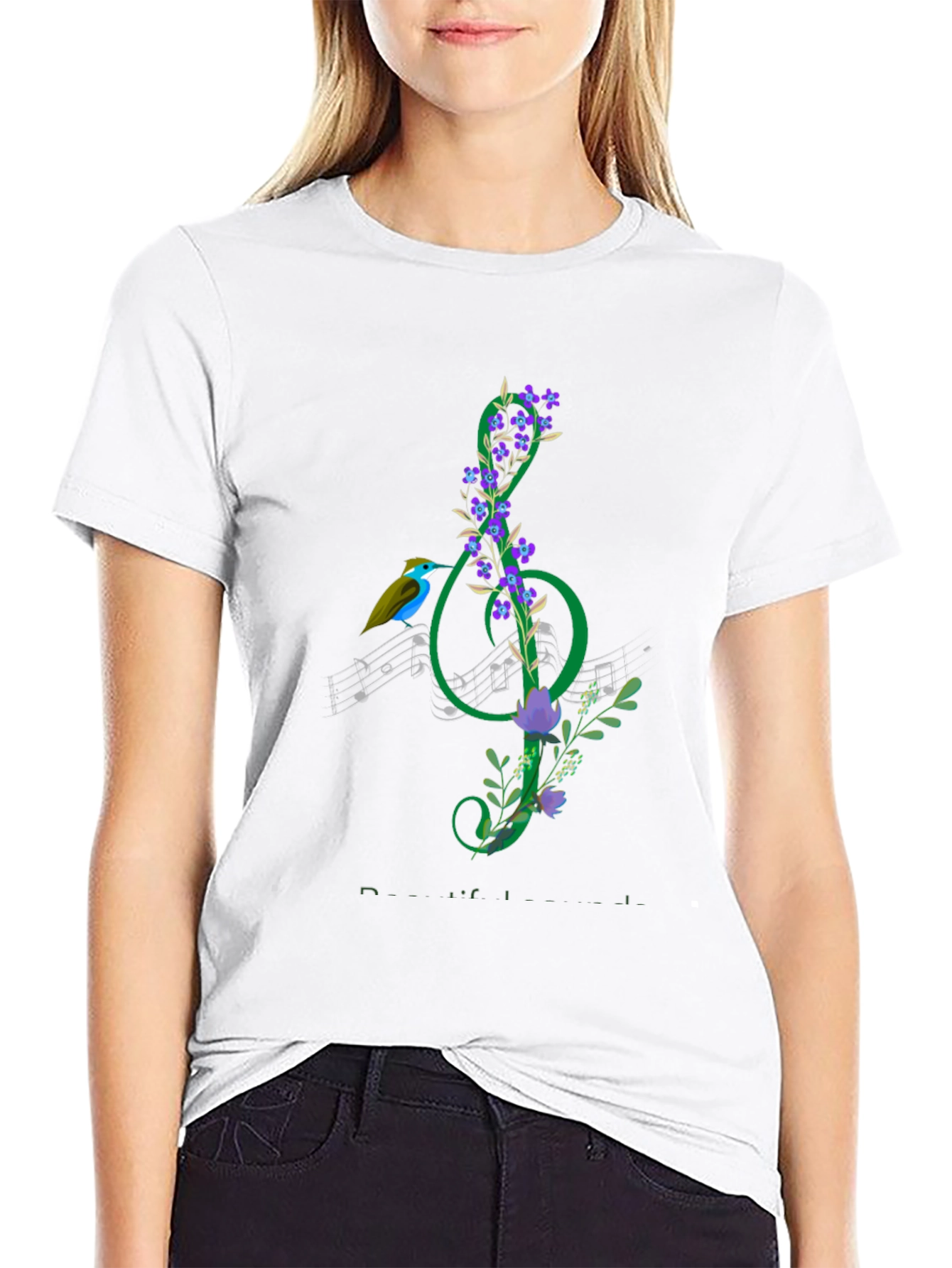 Floral Treble Clef T-Shirt - Music Lover Gift