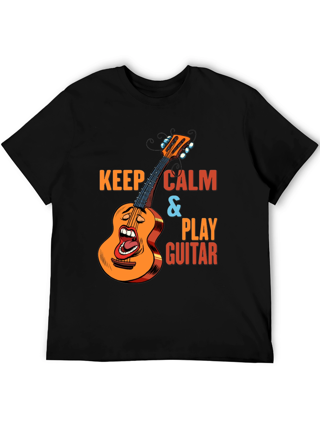 Keep Calm & Play Guitar Black T-Shirt