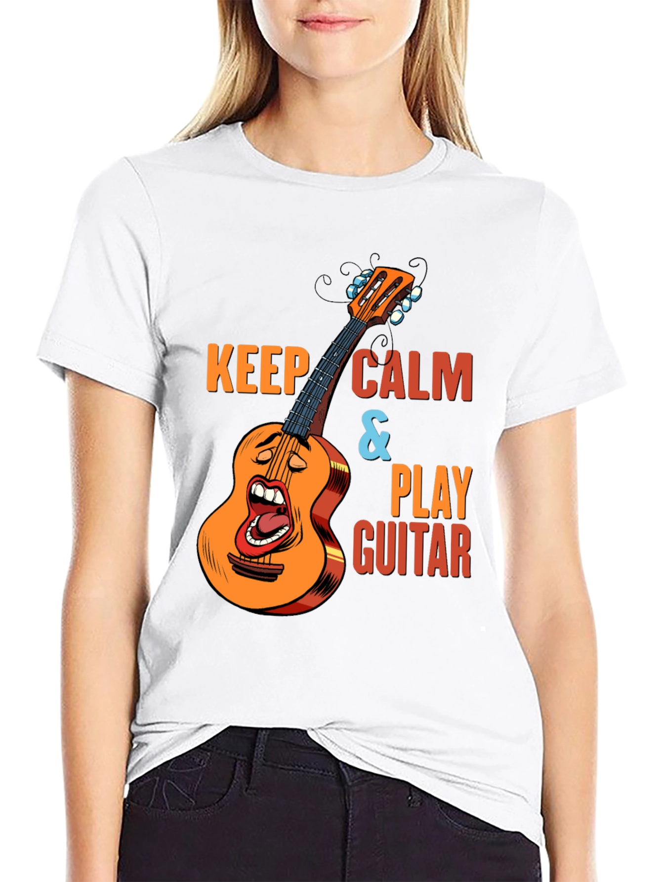 Keep Calm & Play Guitar Black T-Shirt