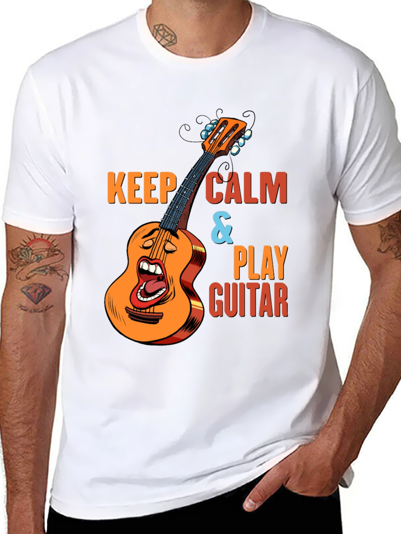 Keep Calm & Play Guitar Black T-Shirt