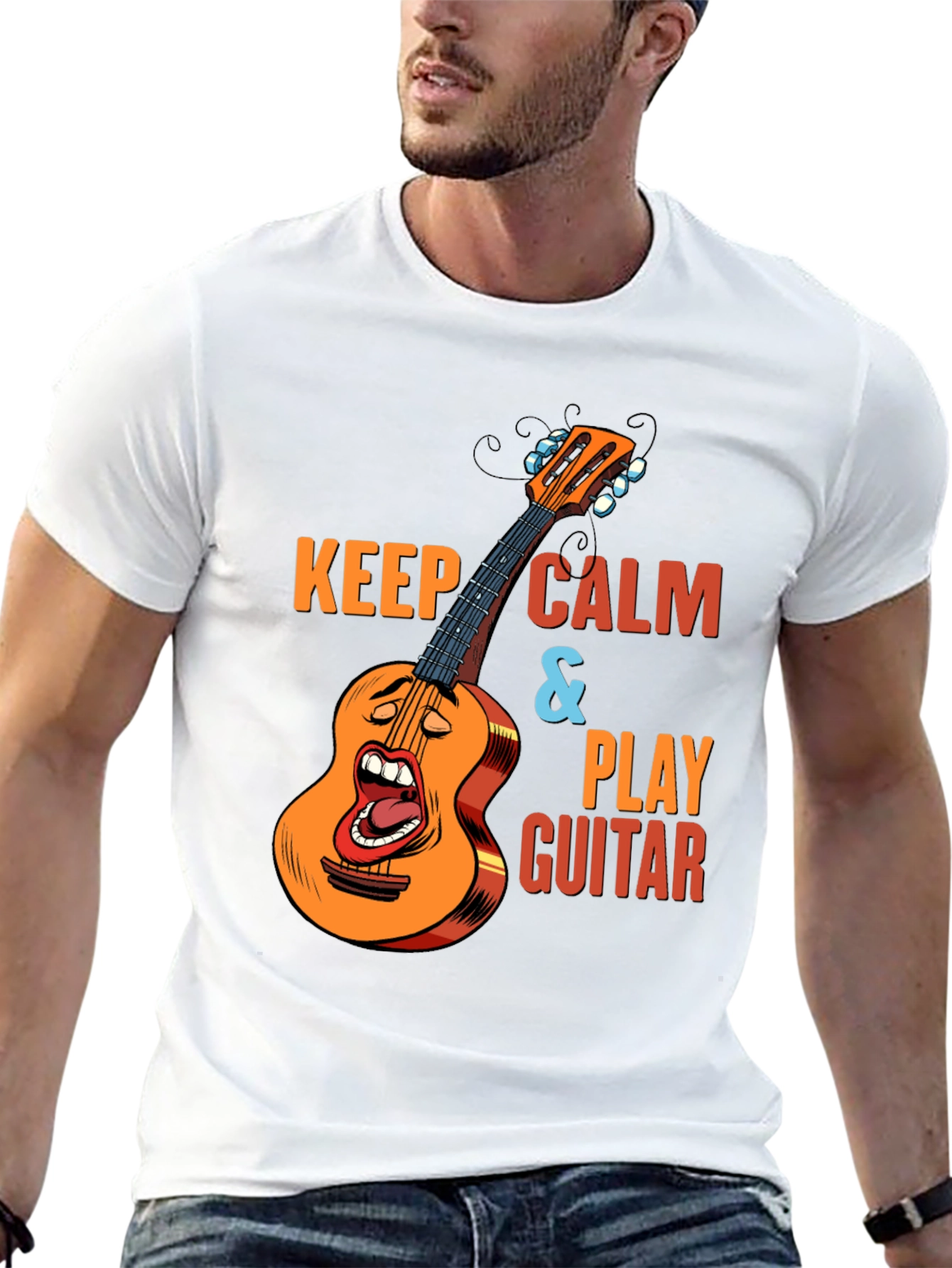 Keep Calm & Play Guitar Black T-Shirt