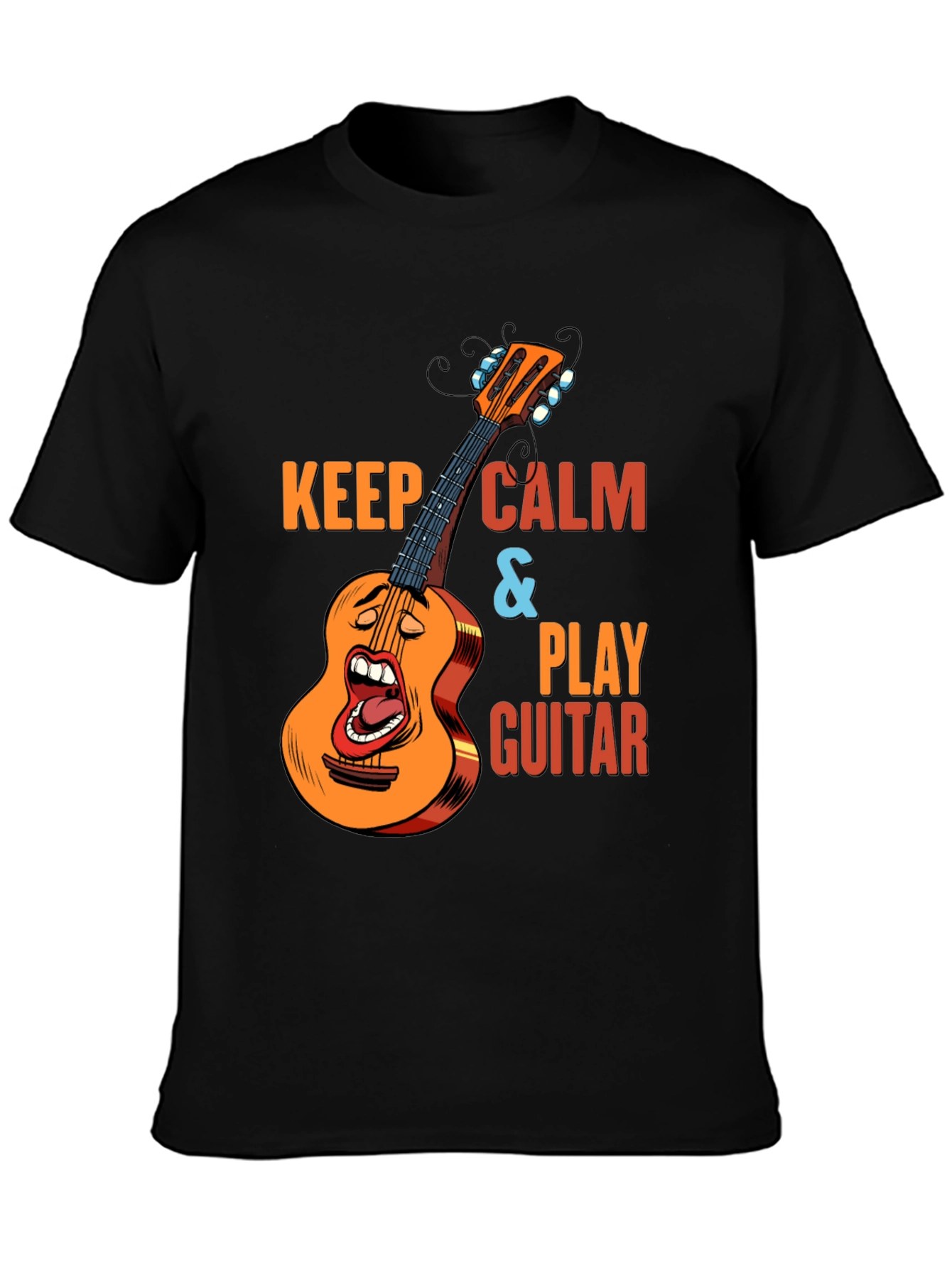 Keep Calm & Play Guitar Black T-Shirt