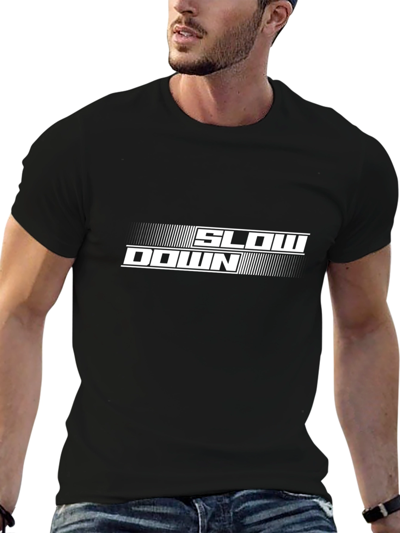Slow Down Graphic Tee - Casual Black T-Shirt