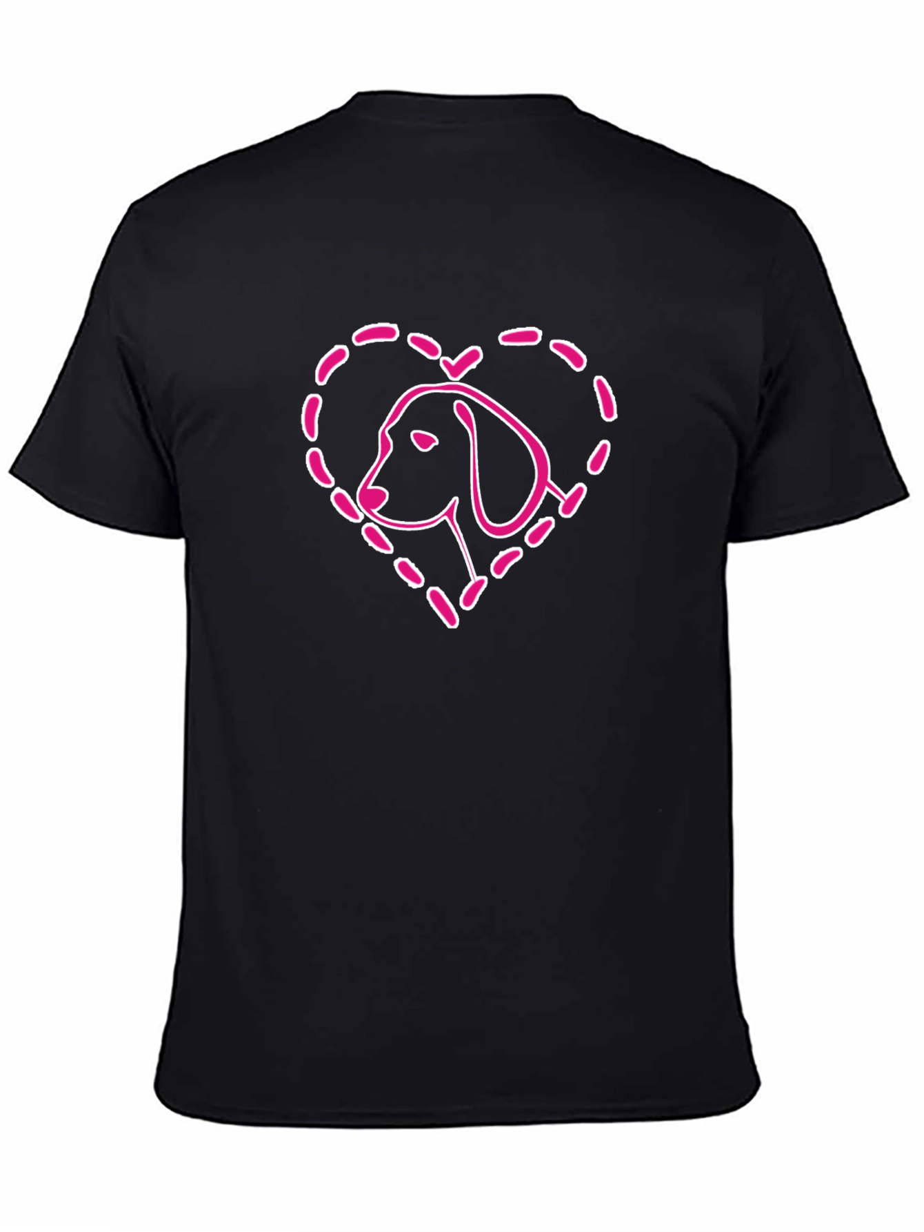 Dog Heart T-Shirt - Black Cotton Casual Tee
