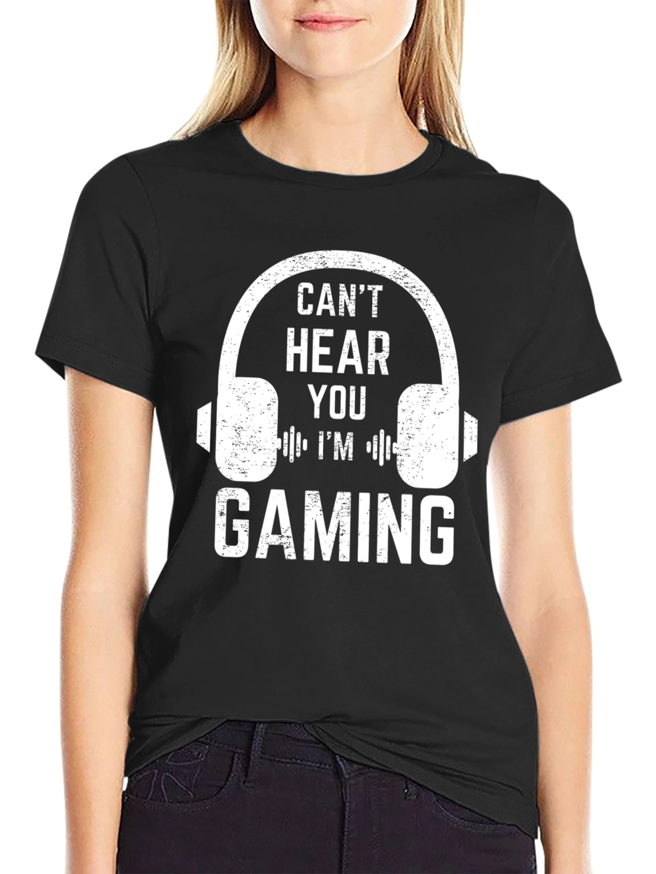 Cant Hear You Im Gaming Black T-Shirt