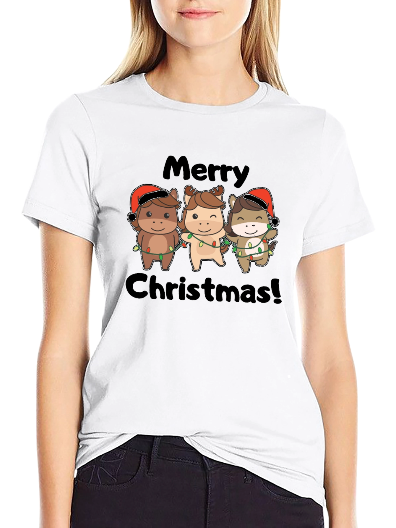 Festive Horses Merry Christmas T-Shirt