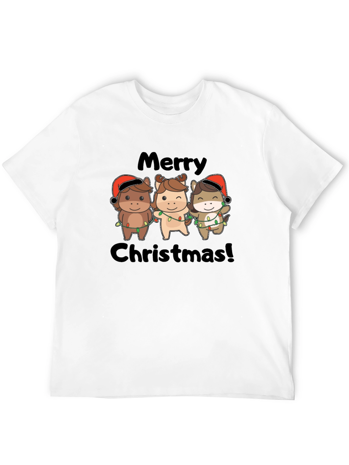 Festive Horses Merry Christmas T-Shirt
