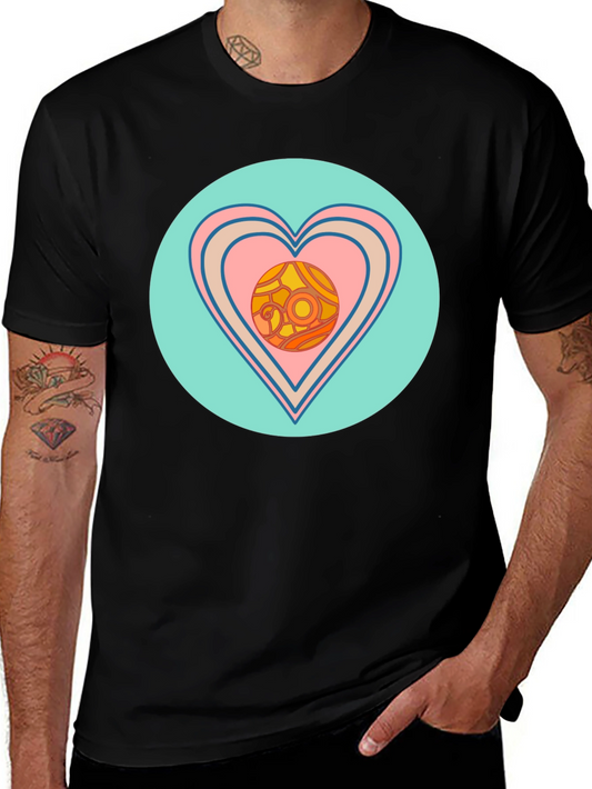 Retro Heart Graphic T-Shirt - Black