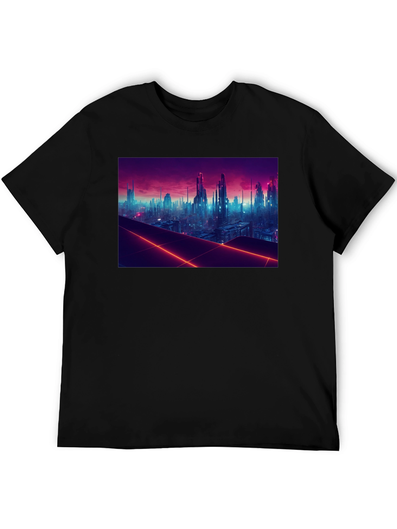 Cyberpunk Cityscape Graphic Tee - Futuristic Style