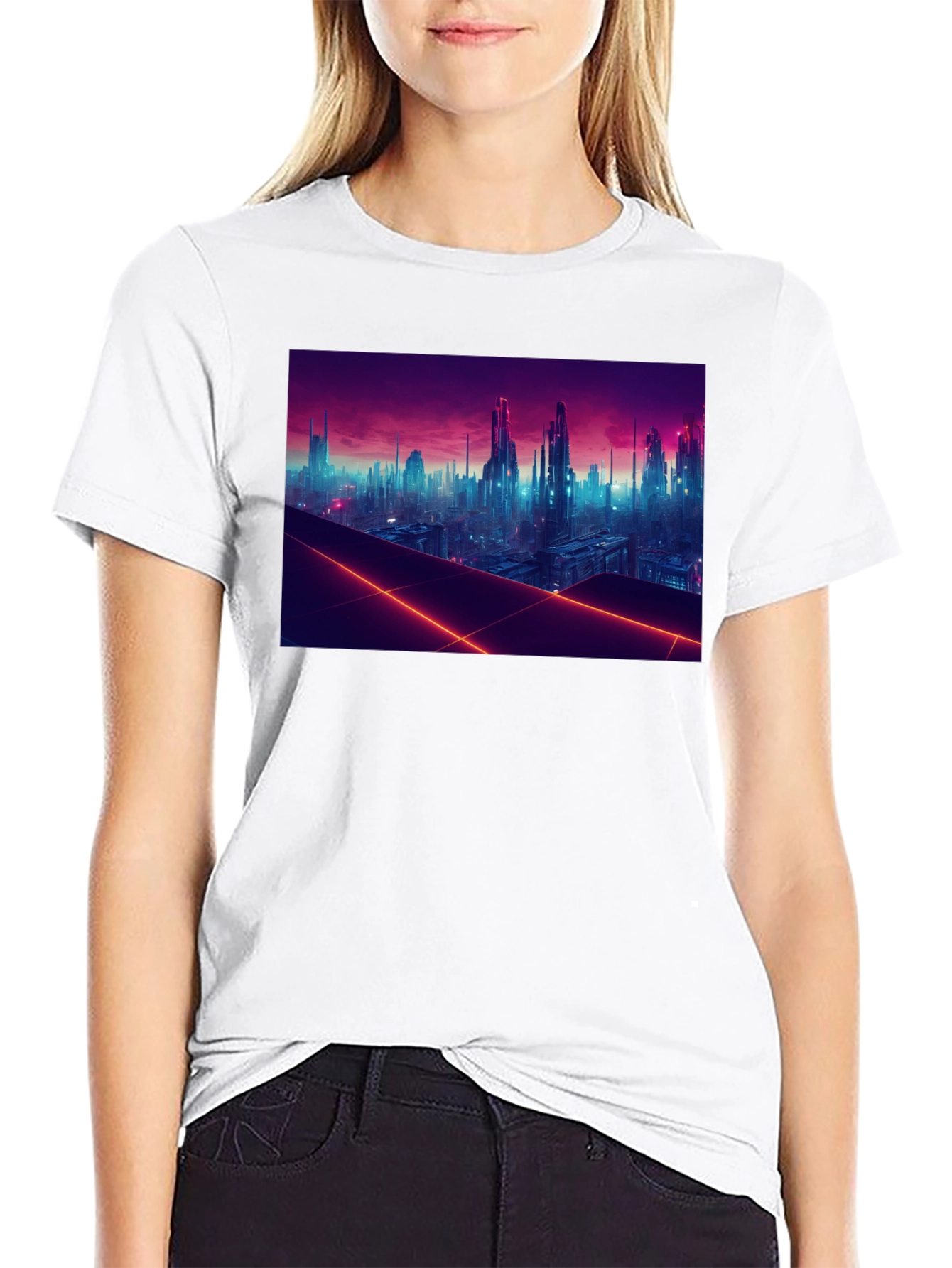 Cyberpunk Cityscape Graphic Tee - Futuristic Style