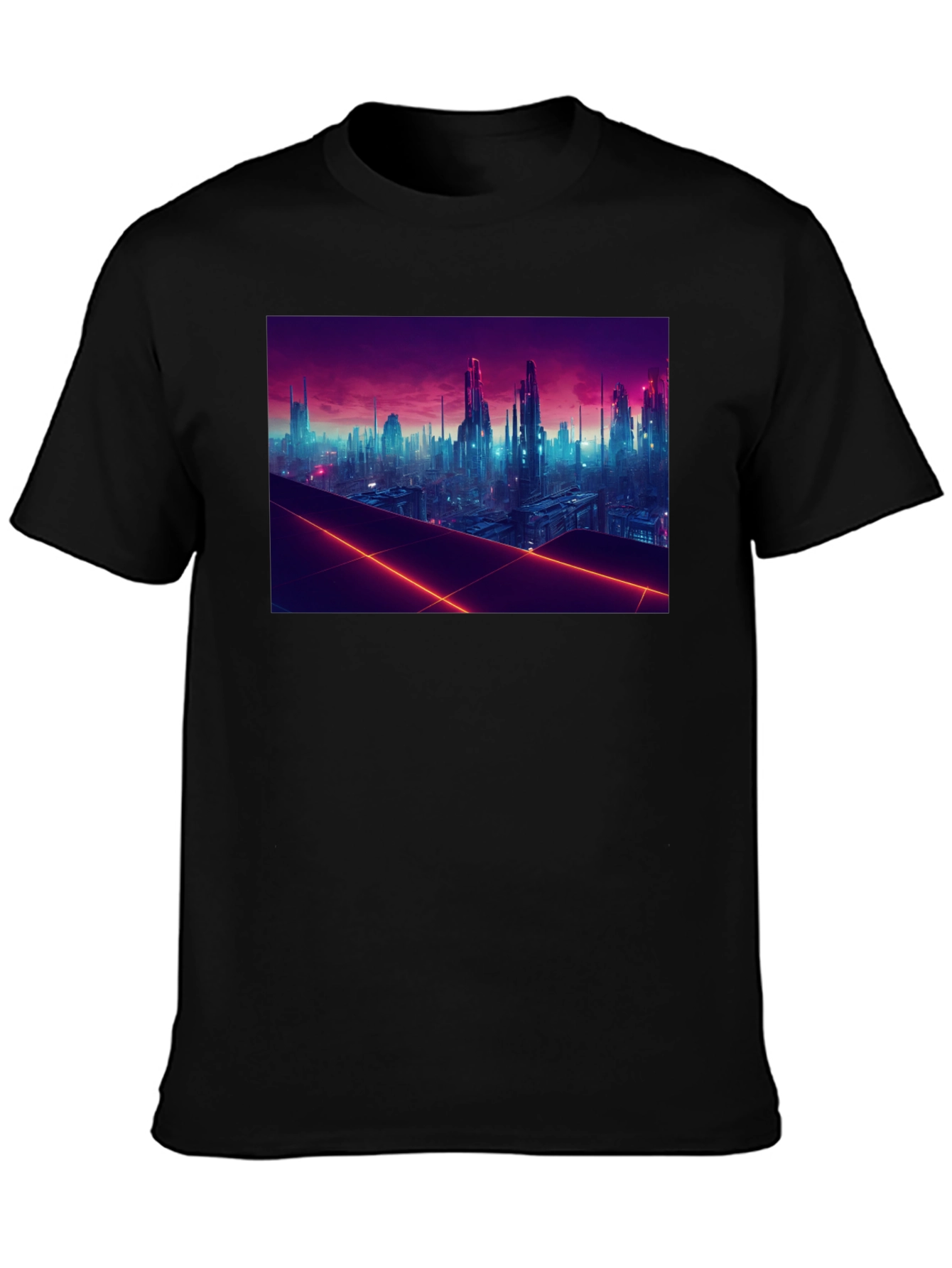 Cyberpunk Cityscape Graphic Tee - Futuristic Style