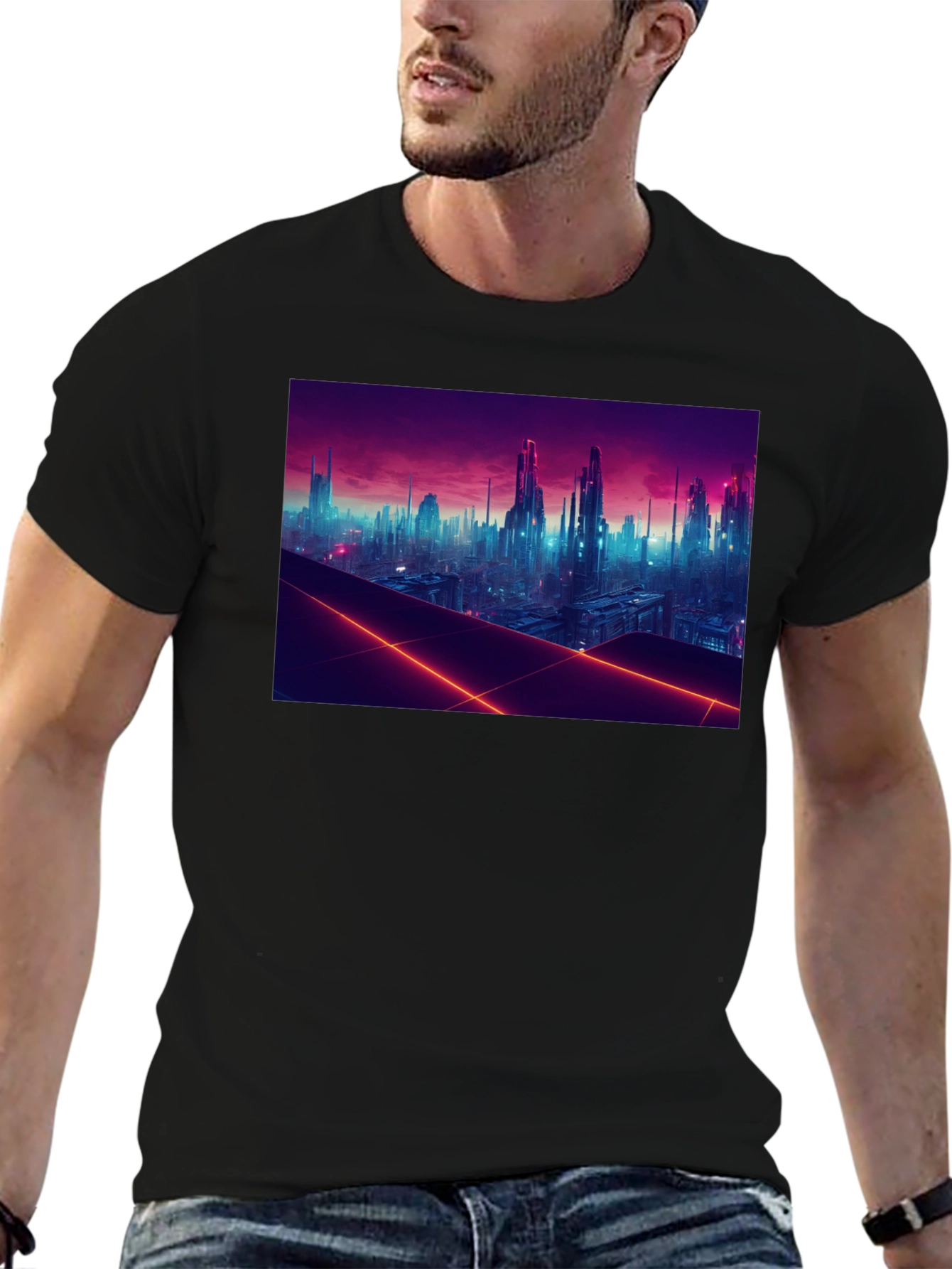 Cyberpunk Cityscape Graphic Tee - Futuristic Style