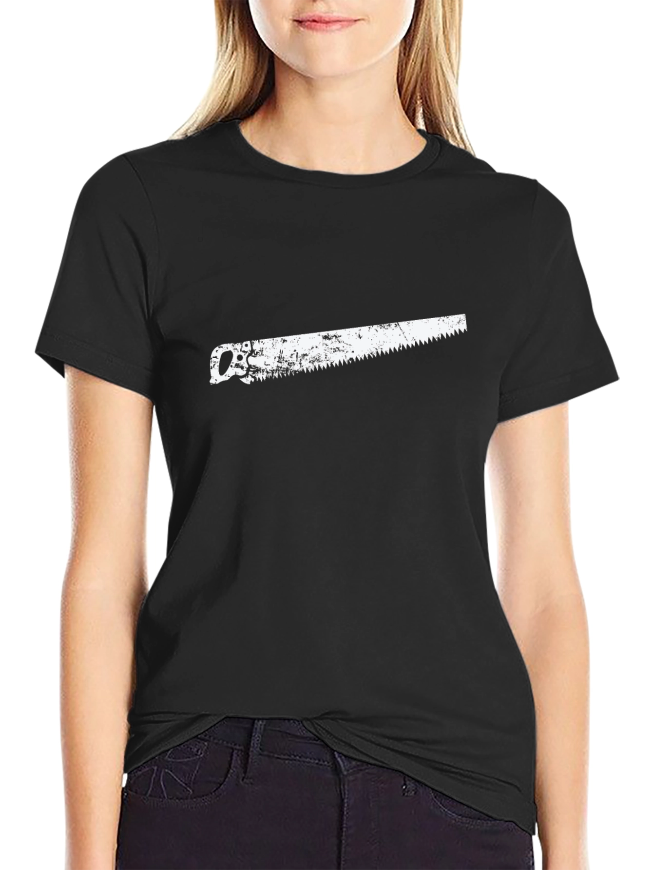 Saw Graphic Black Tee - Carpenter Gift Idea
