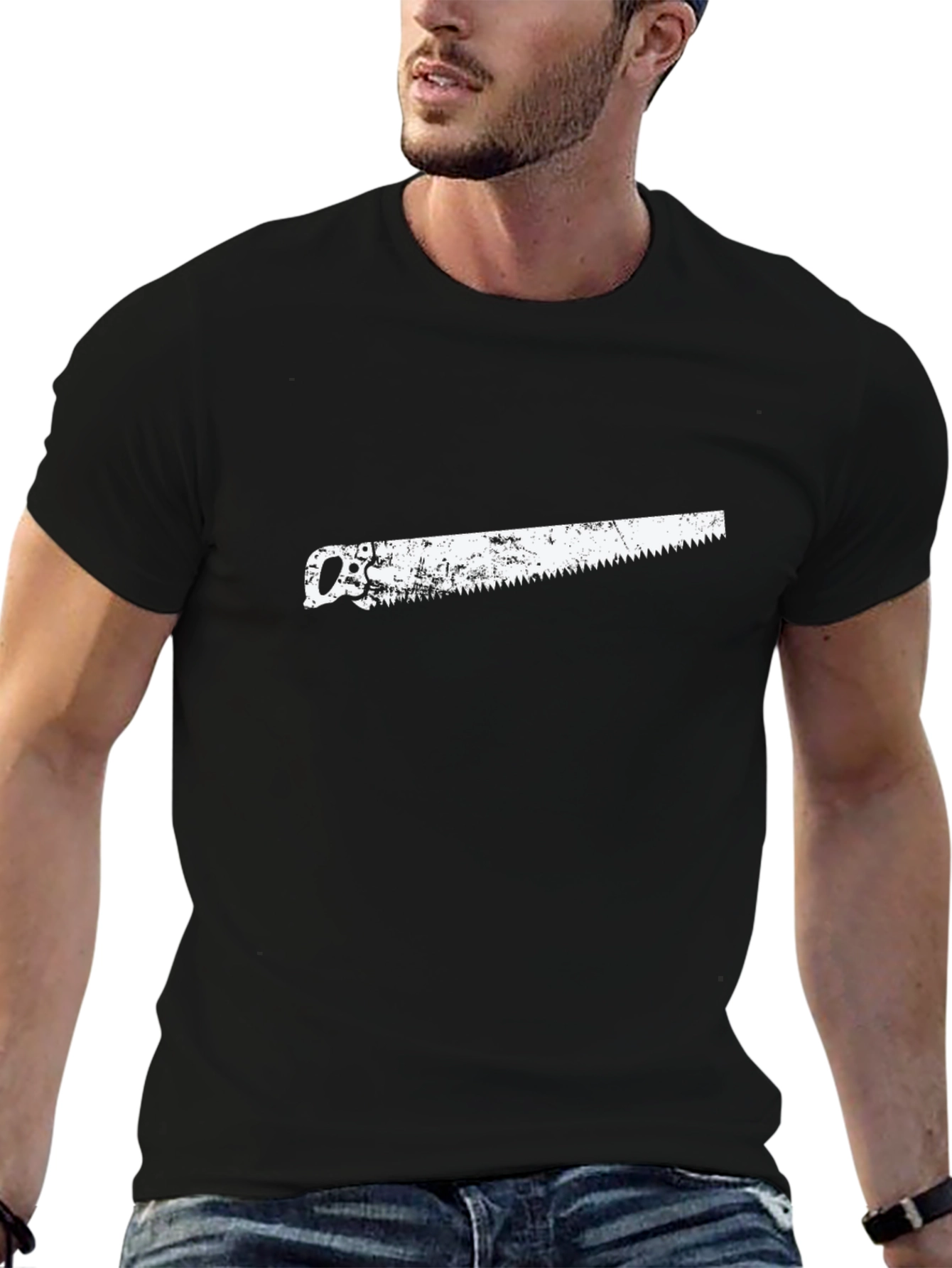 Saw Graphic Black Tee - Carpenter Gift Idea