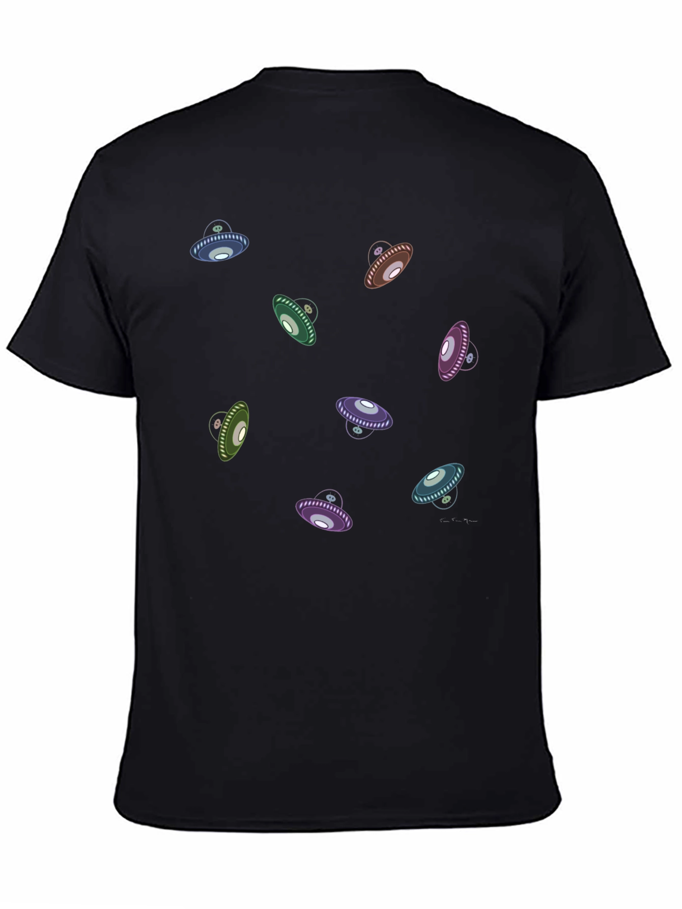 UFO Graphic Print Black T-Shirt