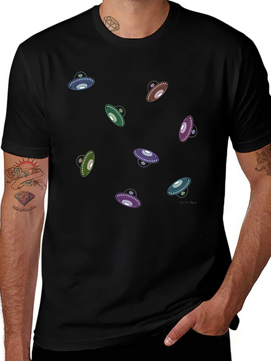 UFO Graphic Print Black T-Shirt