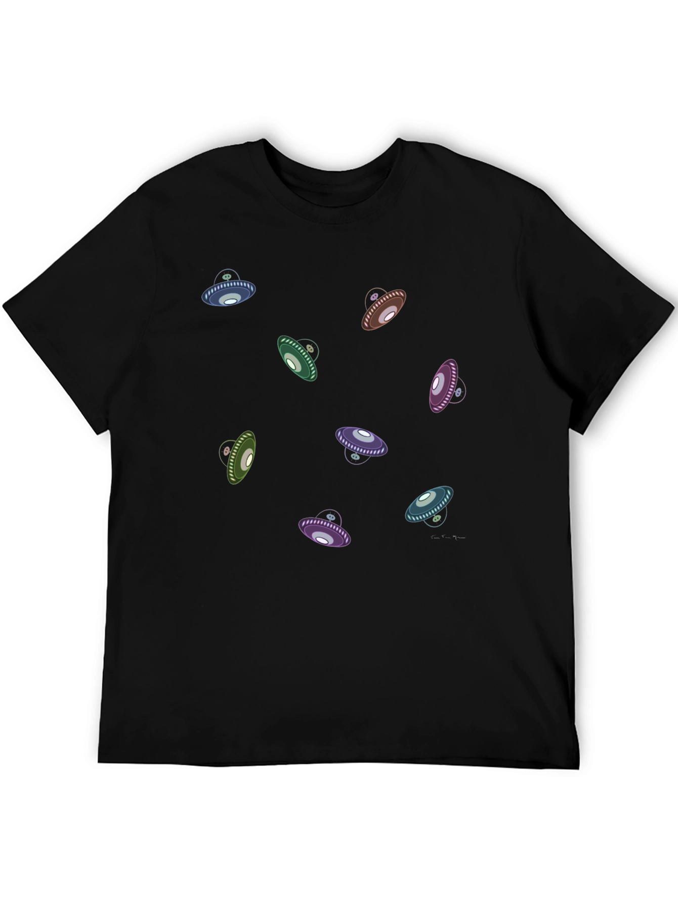 UFO Graphic Print Black T-Shirt