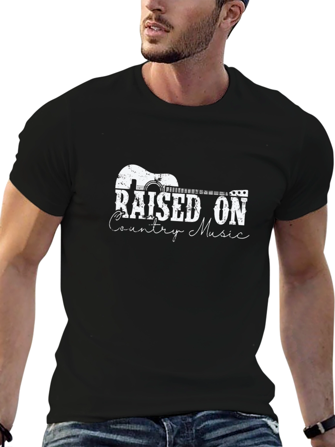 Raised On Country Music T-Shirt - Black