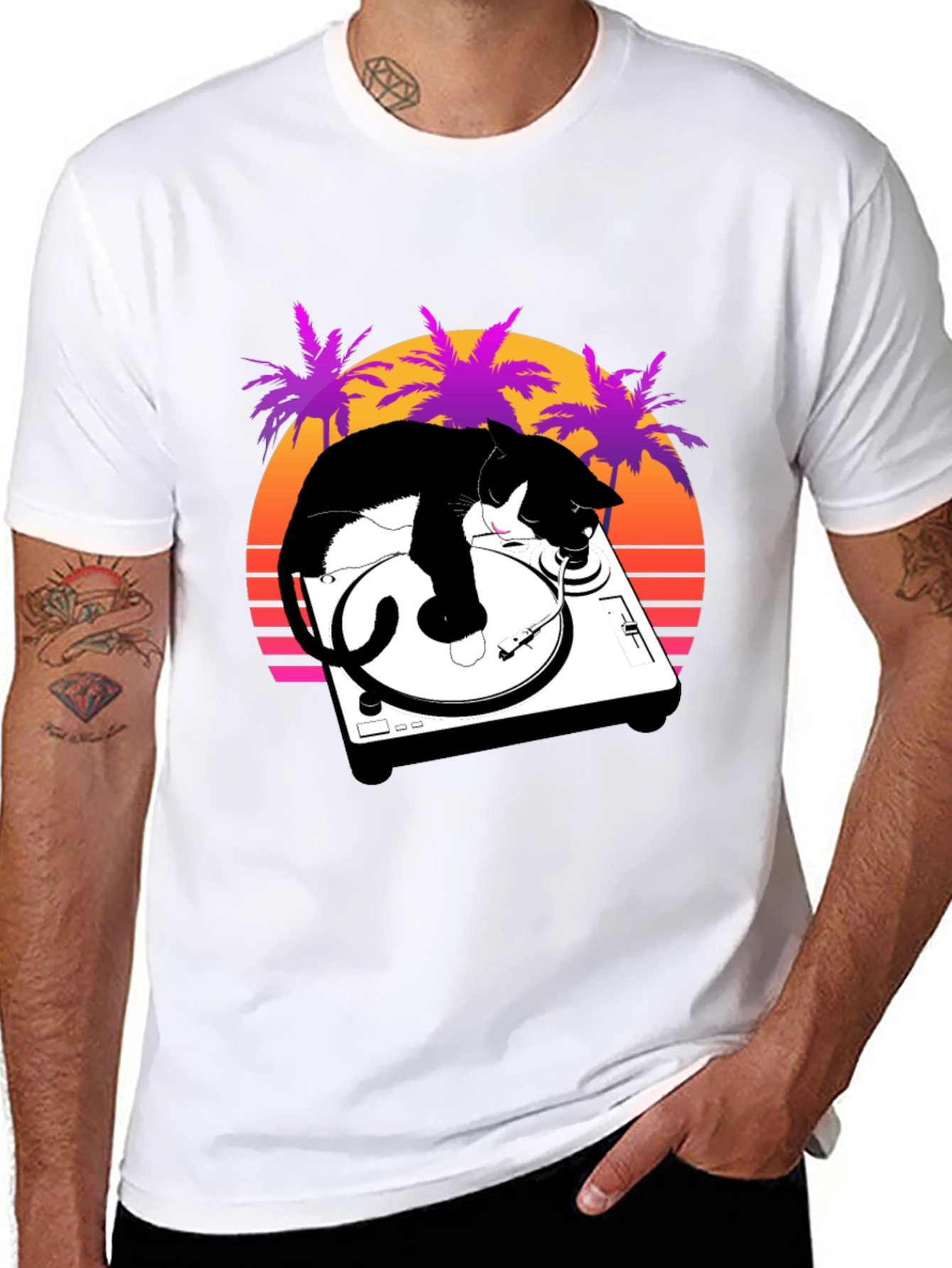 Cool Cat DJ Graphic T-Shirt