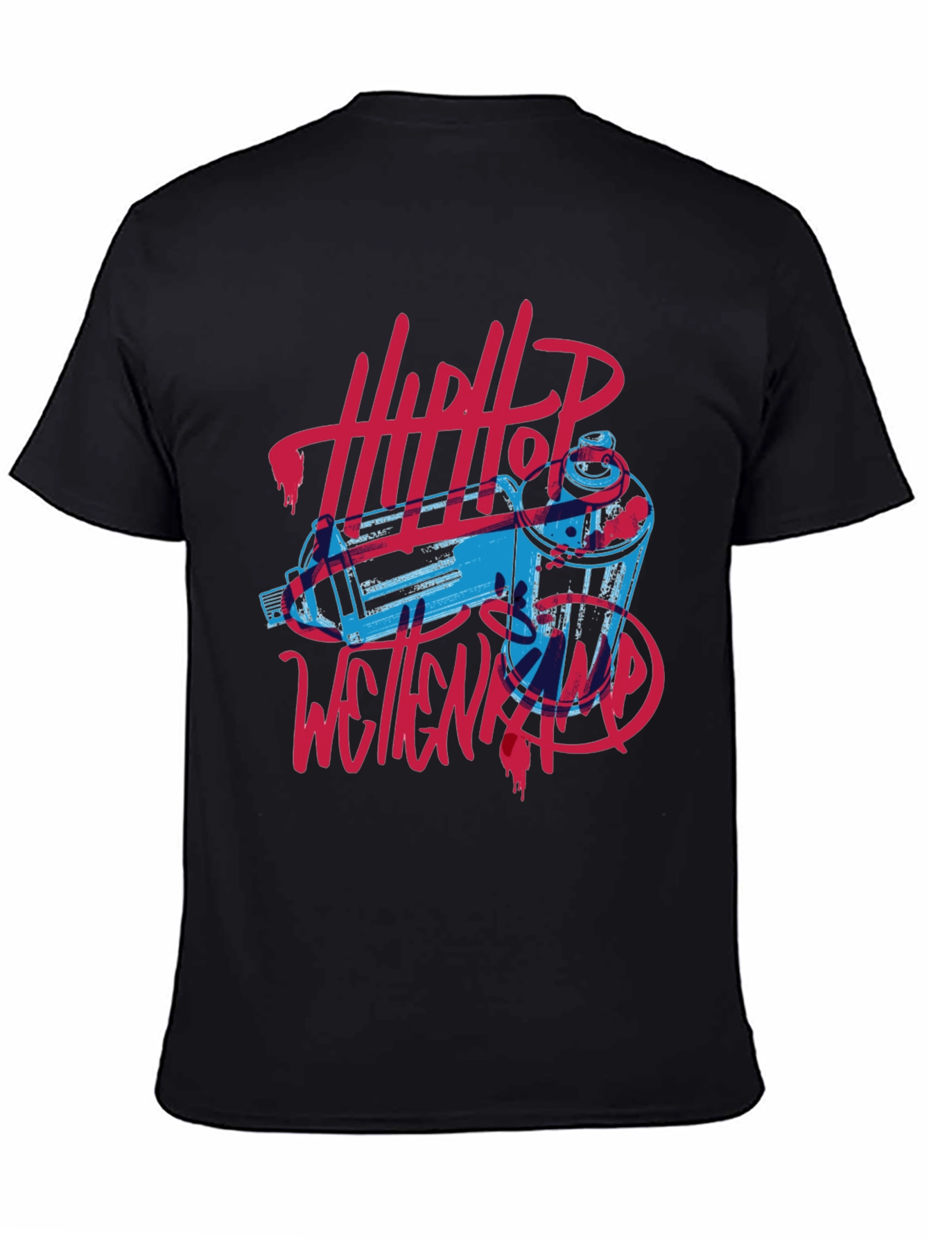 Hip Hop Spray Paint Art Graphic Tee - Black
