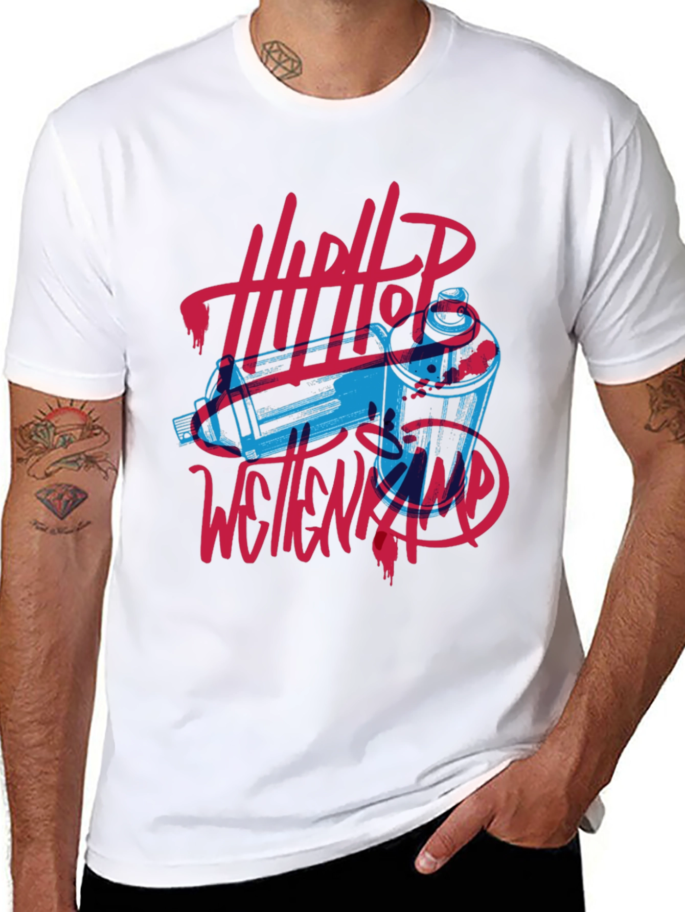 Hip Hop Spray Paint Art Graphic Tee - Black