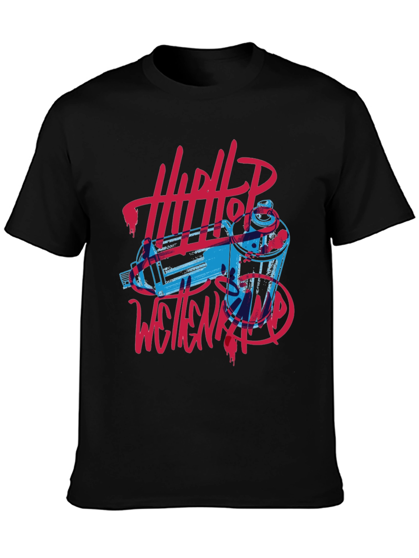 Hip Hop Spray Paint Art Graphic Tee - Black