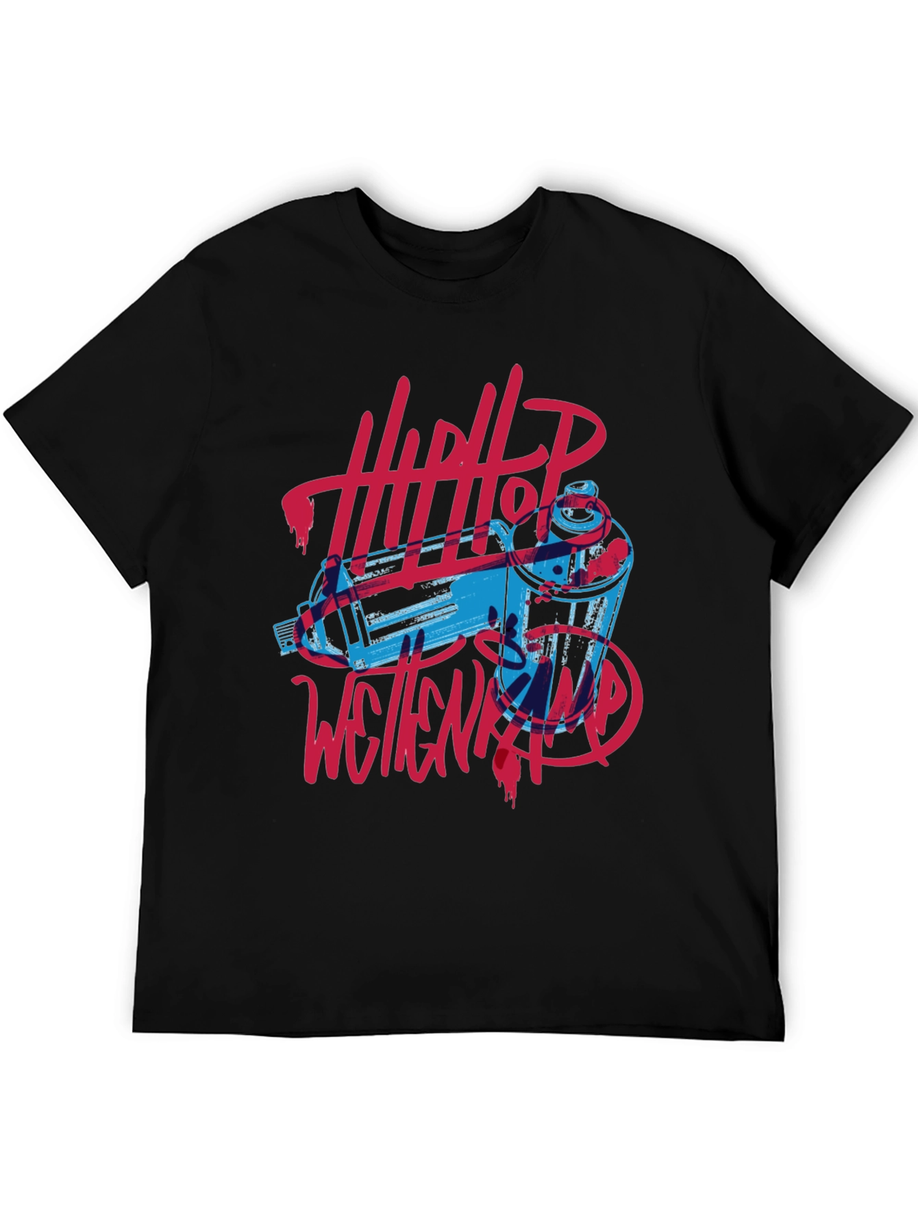 Hip Hop Spray Paint Art Graphic Tee - Black