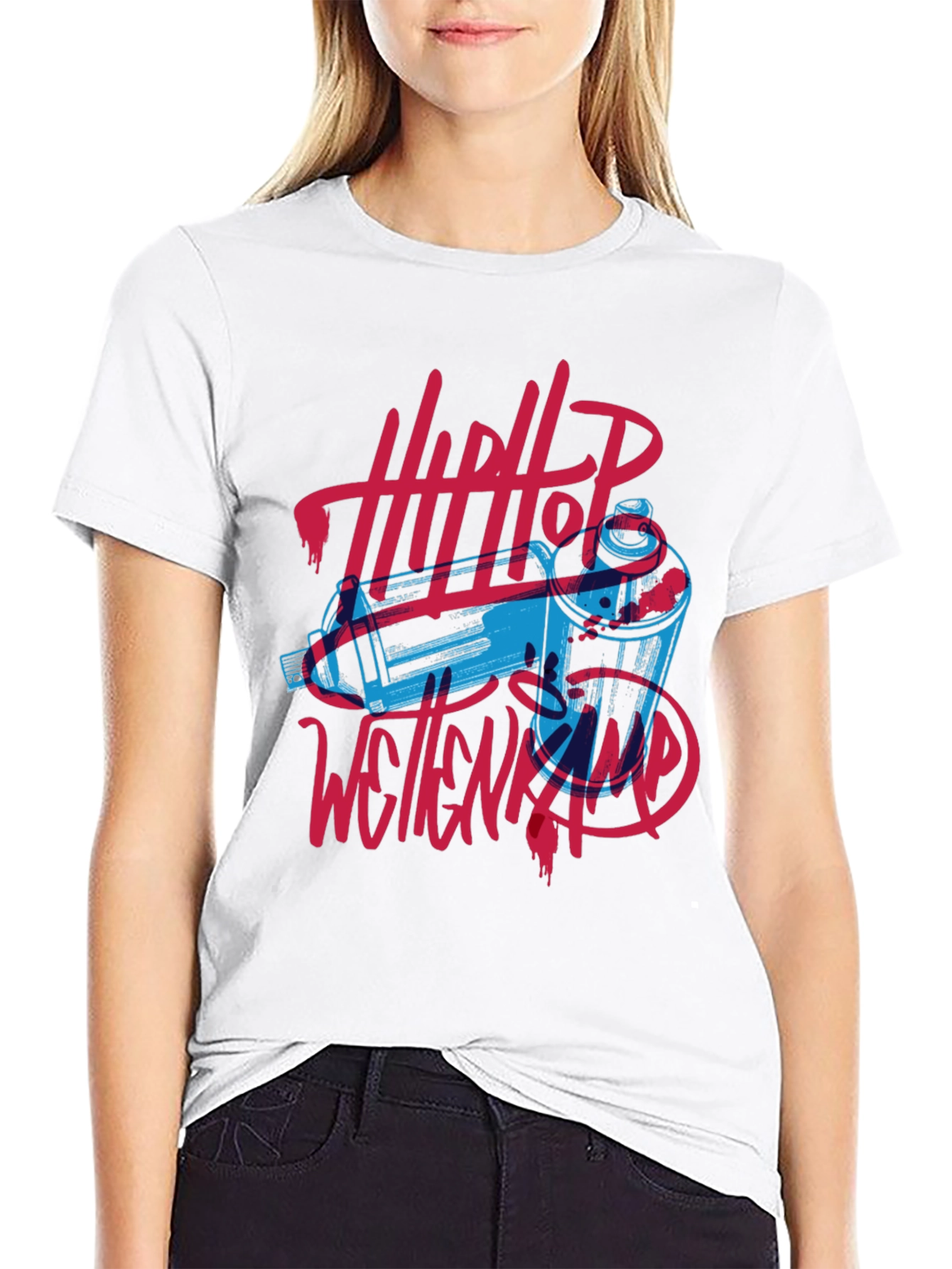 Hip Hop Spray Paint Art Graphic Tee - Black