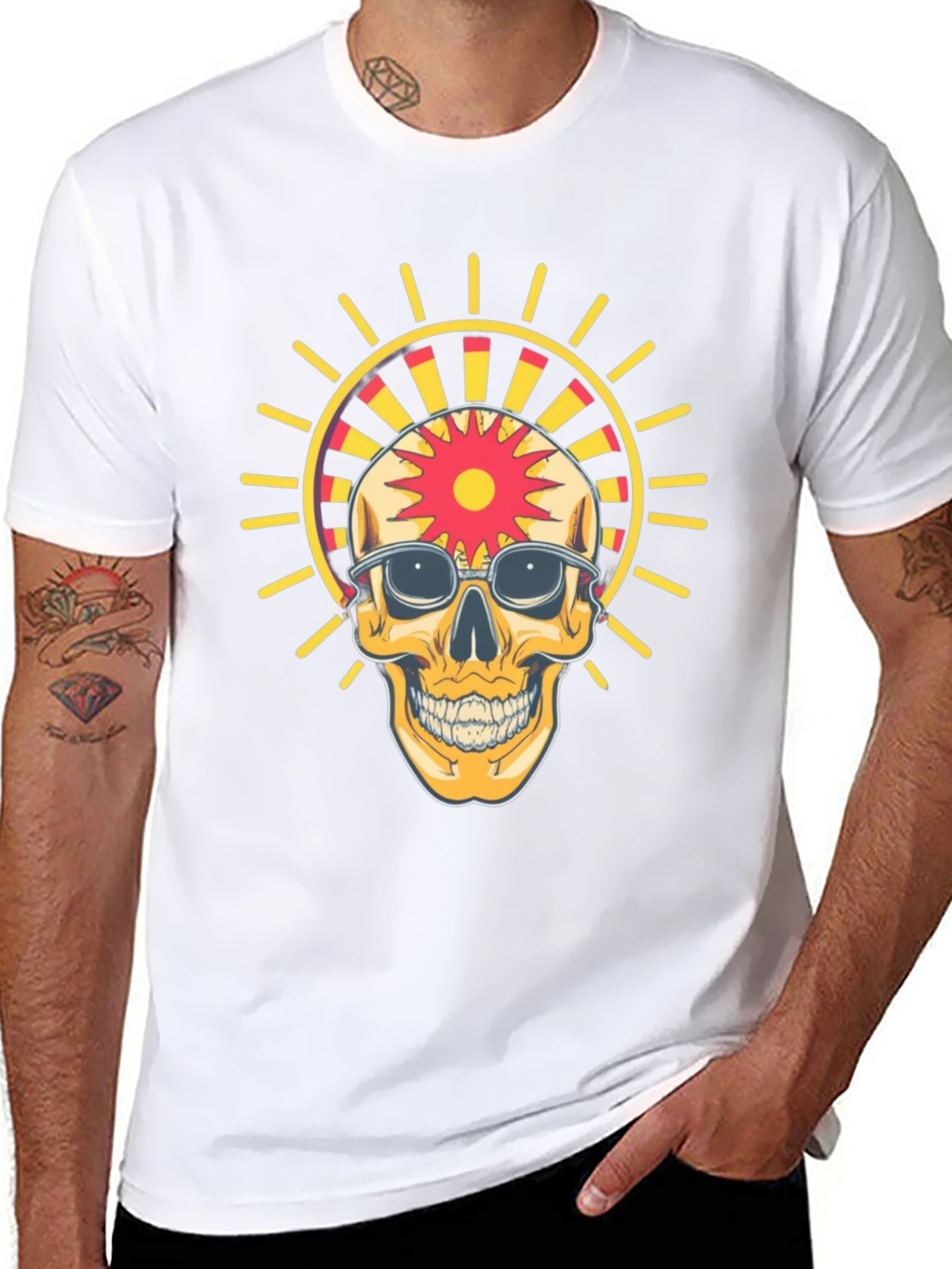 Skull with Sunglasses Graphic Print T-Shirt