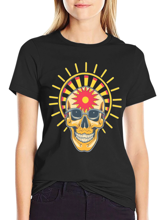Skull with Sunglasses Graphic Print T-Shirt