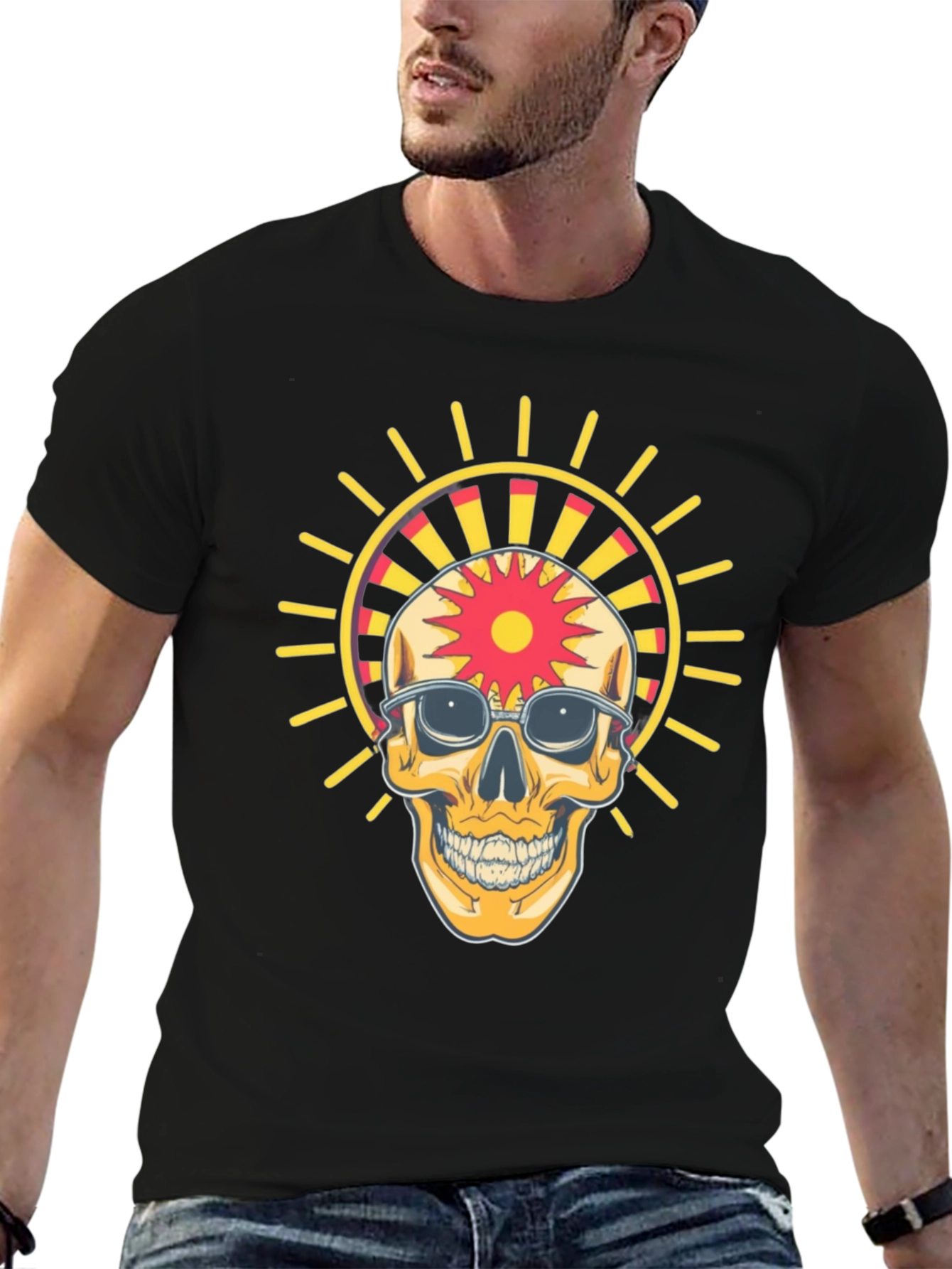 Skull with Sunglasses Graphic Print T-Shirt