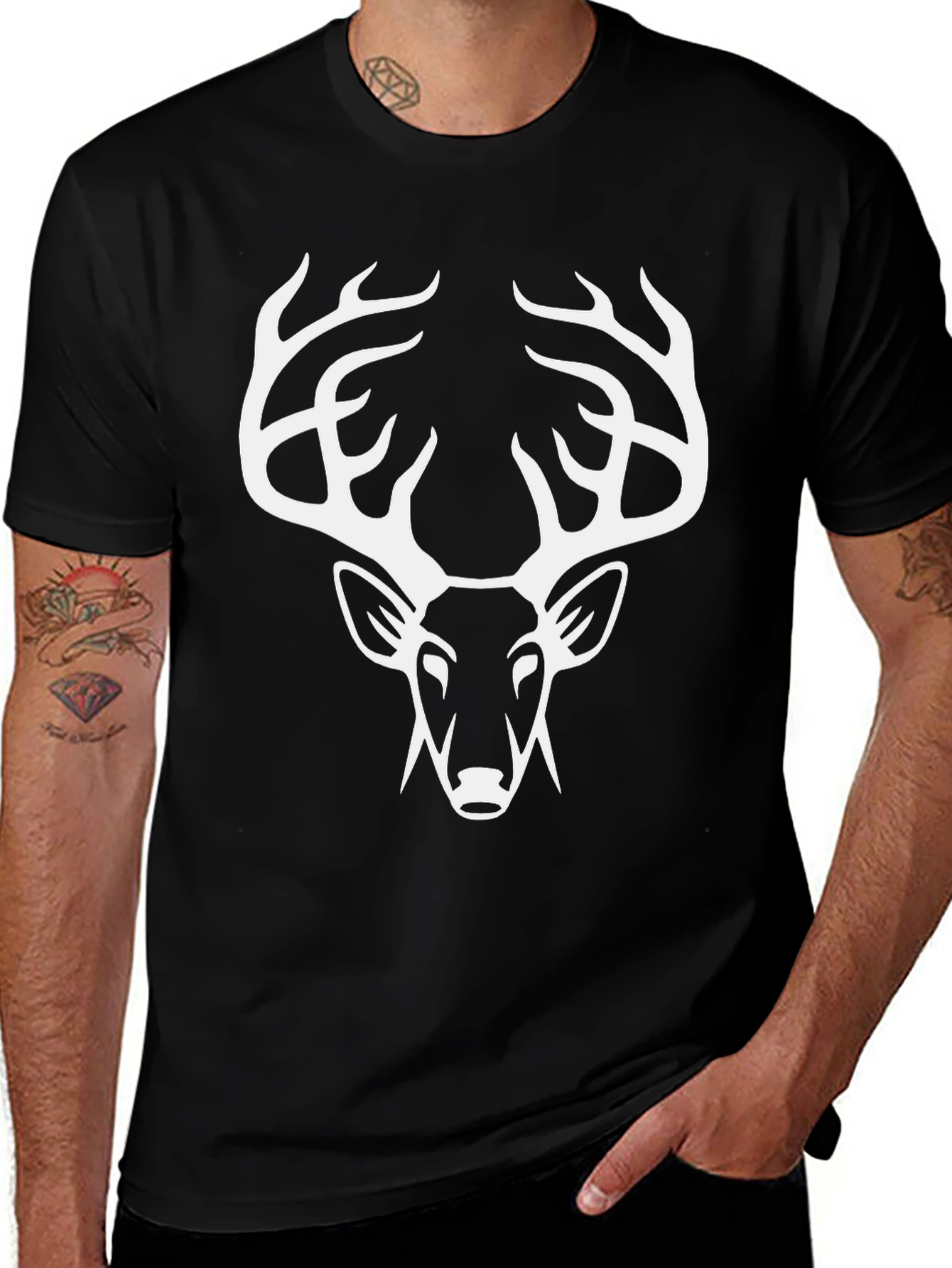 Black Deer Head Graphic Tee
