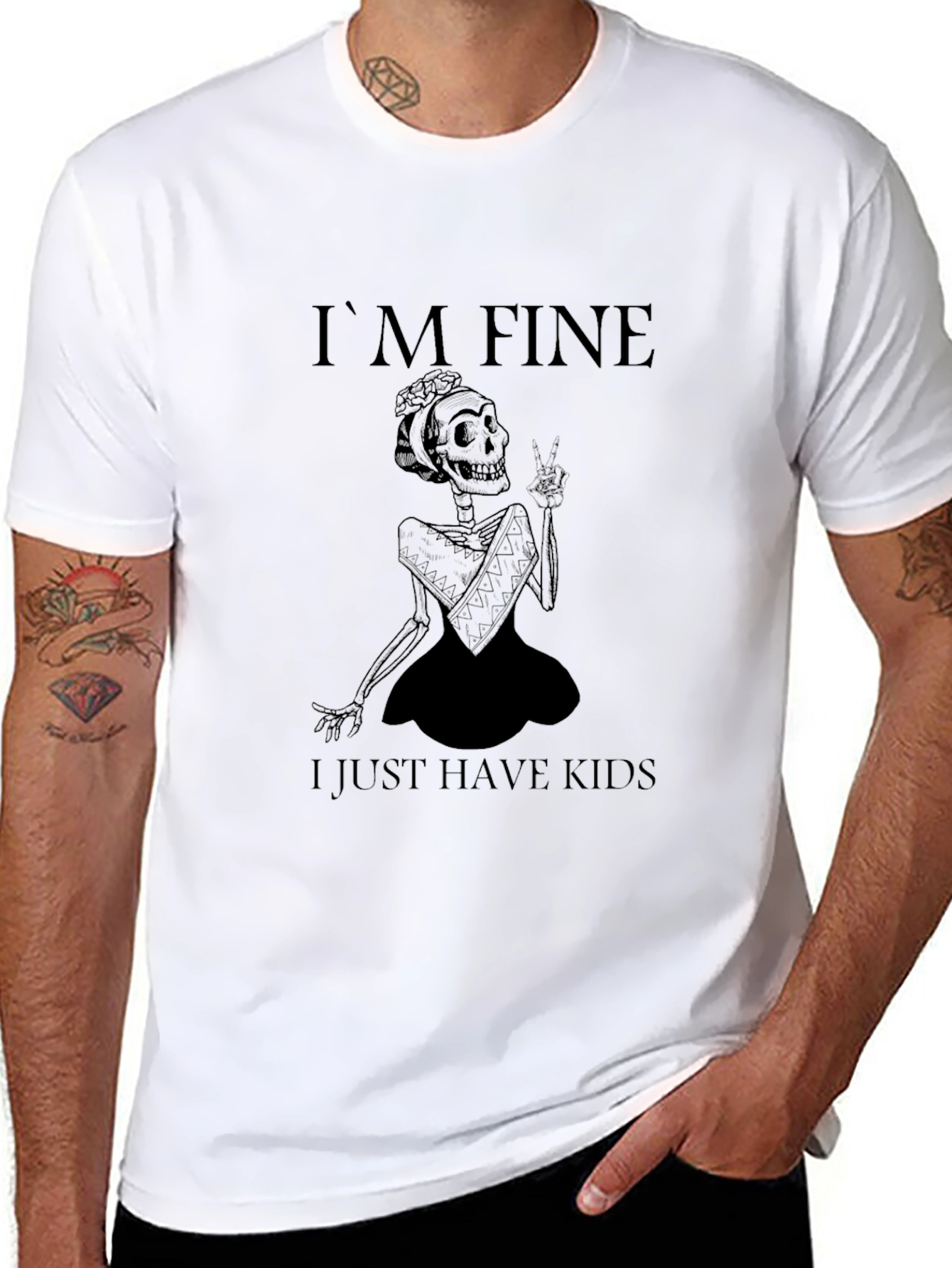 Im Fine I Just Have Kids Skeleton Graphic Tee