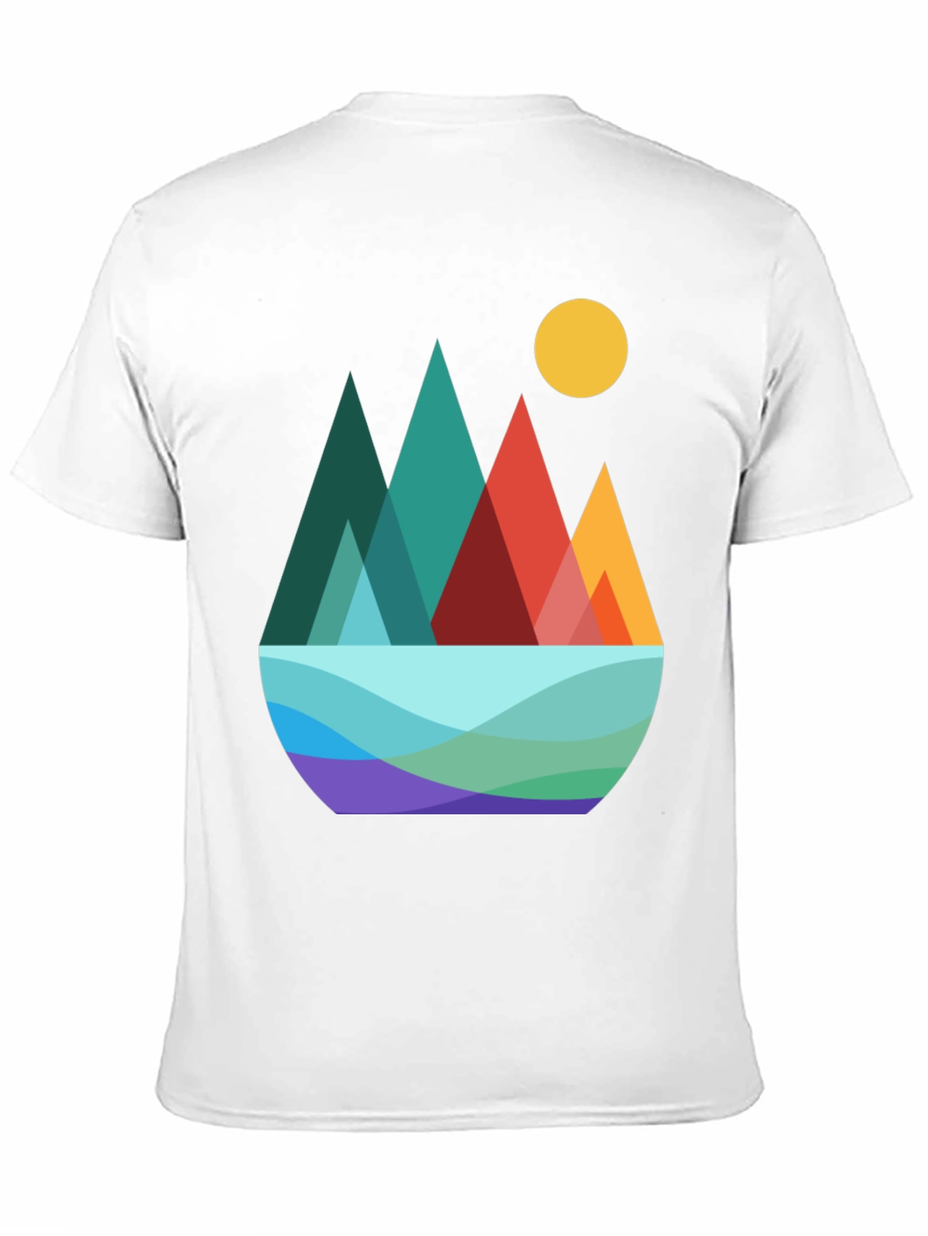 Geometric Mountain Scene Graphic Tee - Black