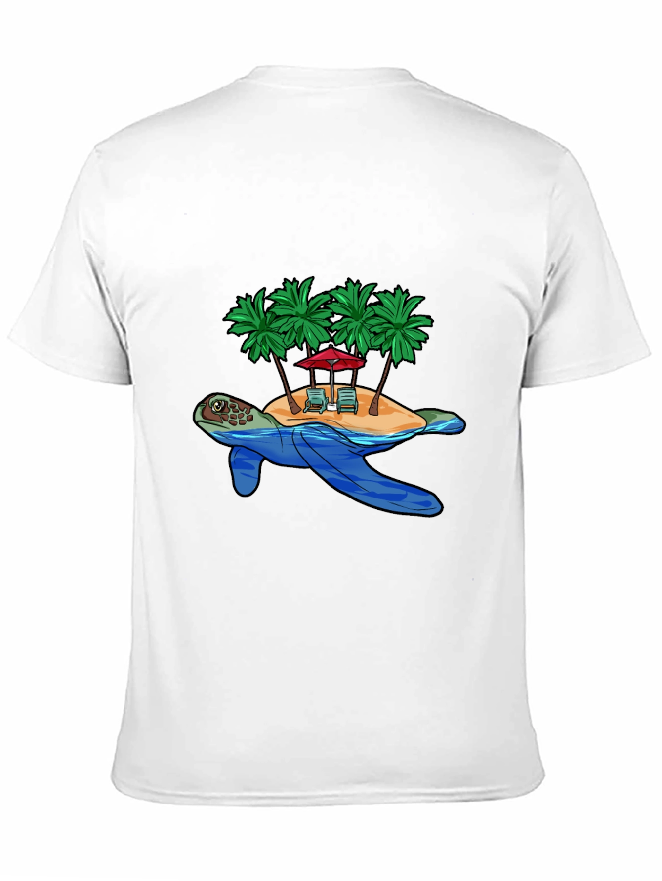 Island Turtle Graphic Tee - Black Cotton T-Shirt