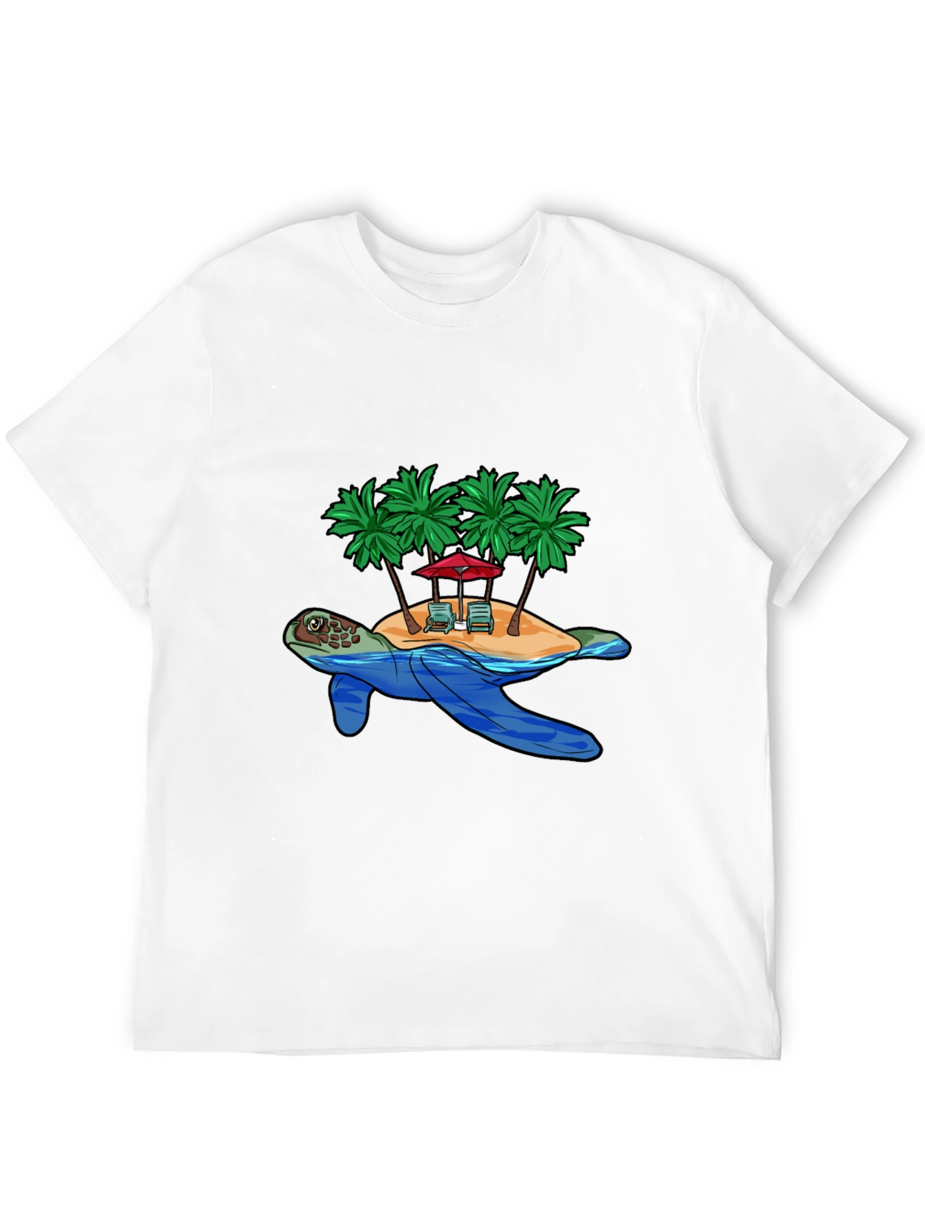 Island Turtle Graphic Tee - Black Cotton T-Shirt