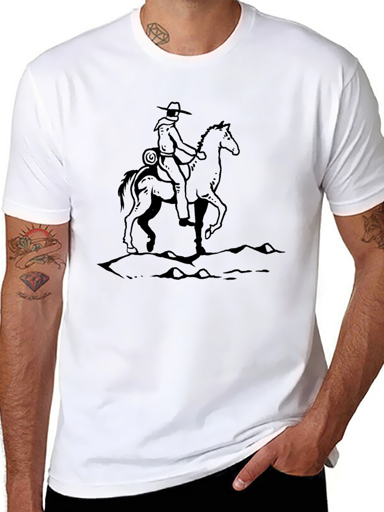 Black Cowboy on Horse T-Shirt