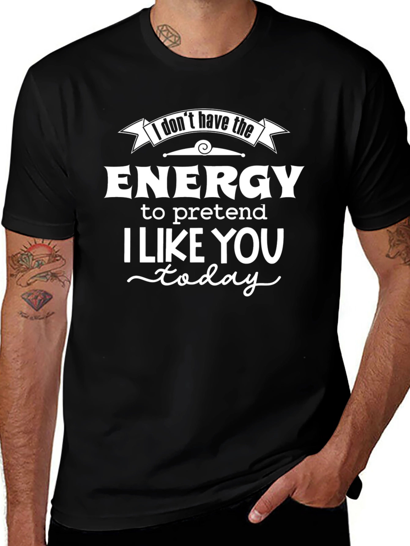 Funny No Energy Graphic Tee - Black