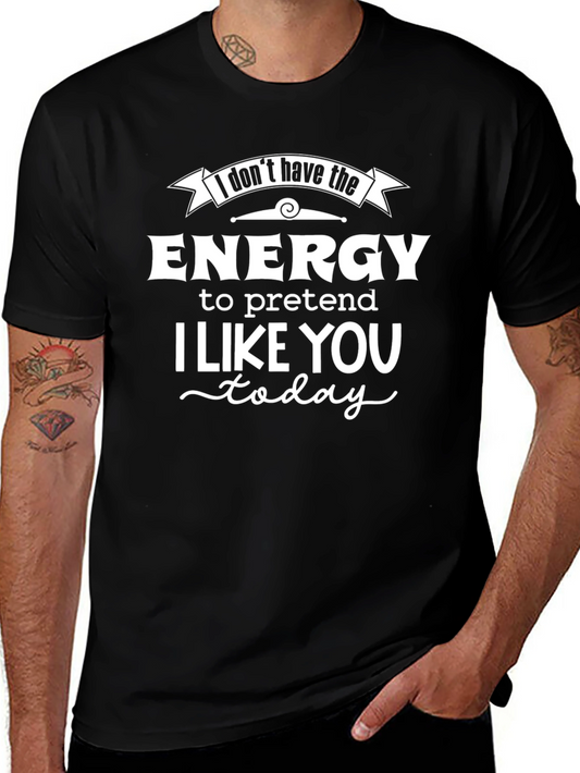 Funny No Energy Graphic Tee - Black