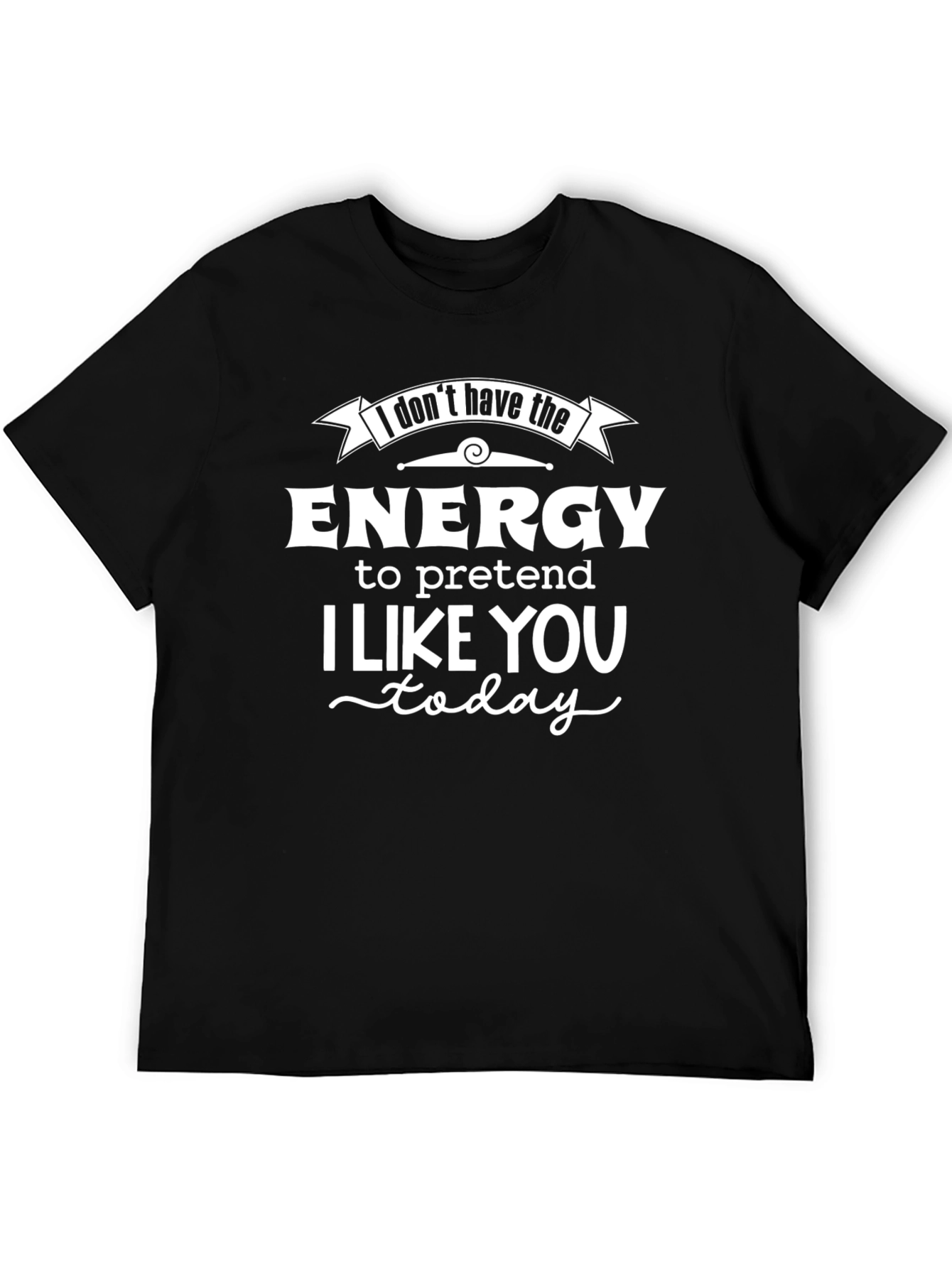 Funny No Energy Graphic Tee - Black