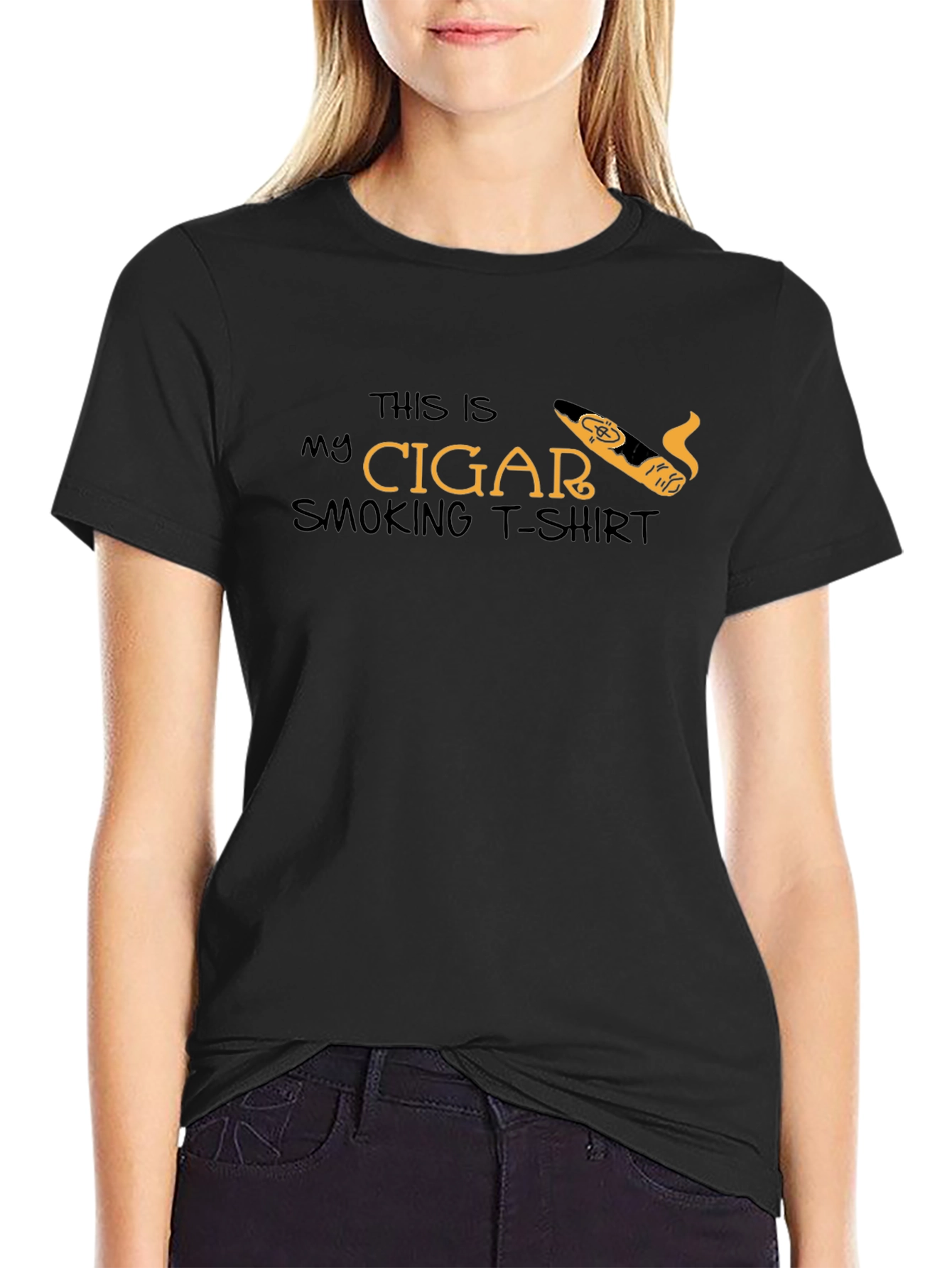 Cigar Smoking T-Shirt - Black Tee