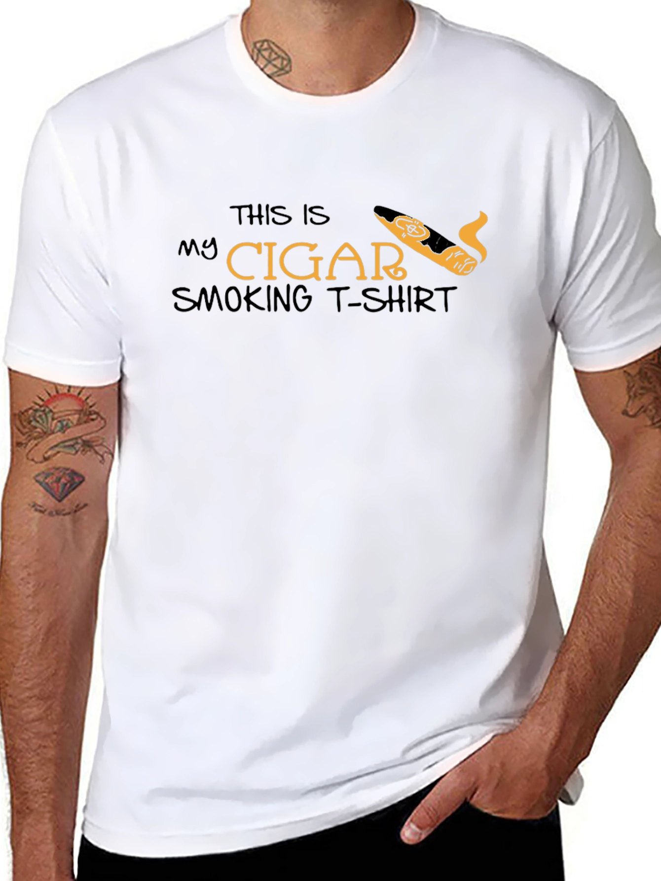 Cigar Smoking T-Shirt - Black Tee